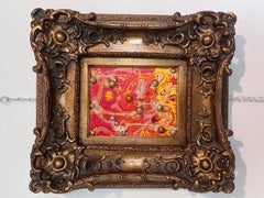 Pintura original abstracta en técnica mixta de Serg Graff, "Bolas doradas" , COA