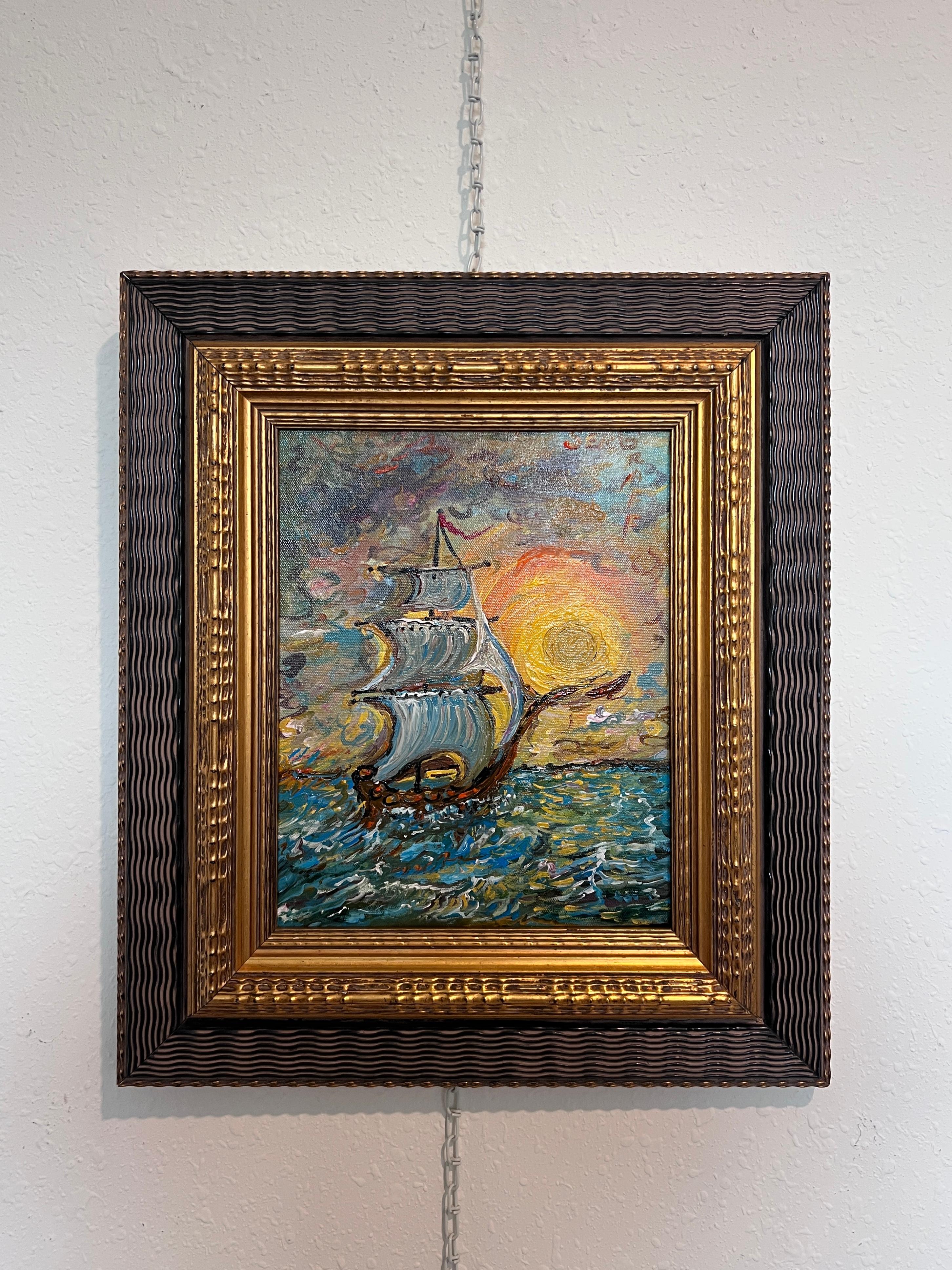 Original Ölgemälde auf Leinwand von Serg Graff, Seestück, Segelboot der Hoffnung, COA im Angebot 1