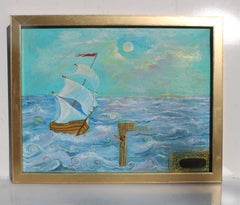 Original Painting on Antique Canvas – Seascape – Signed Serg Graff – COA, Framed