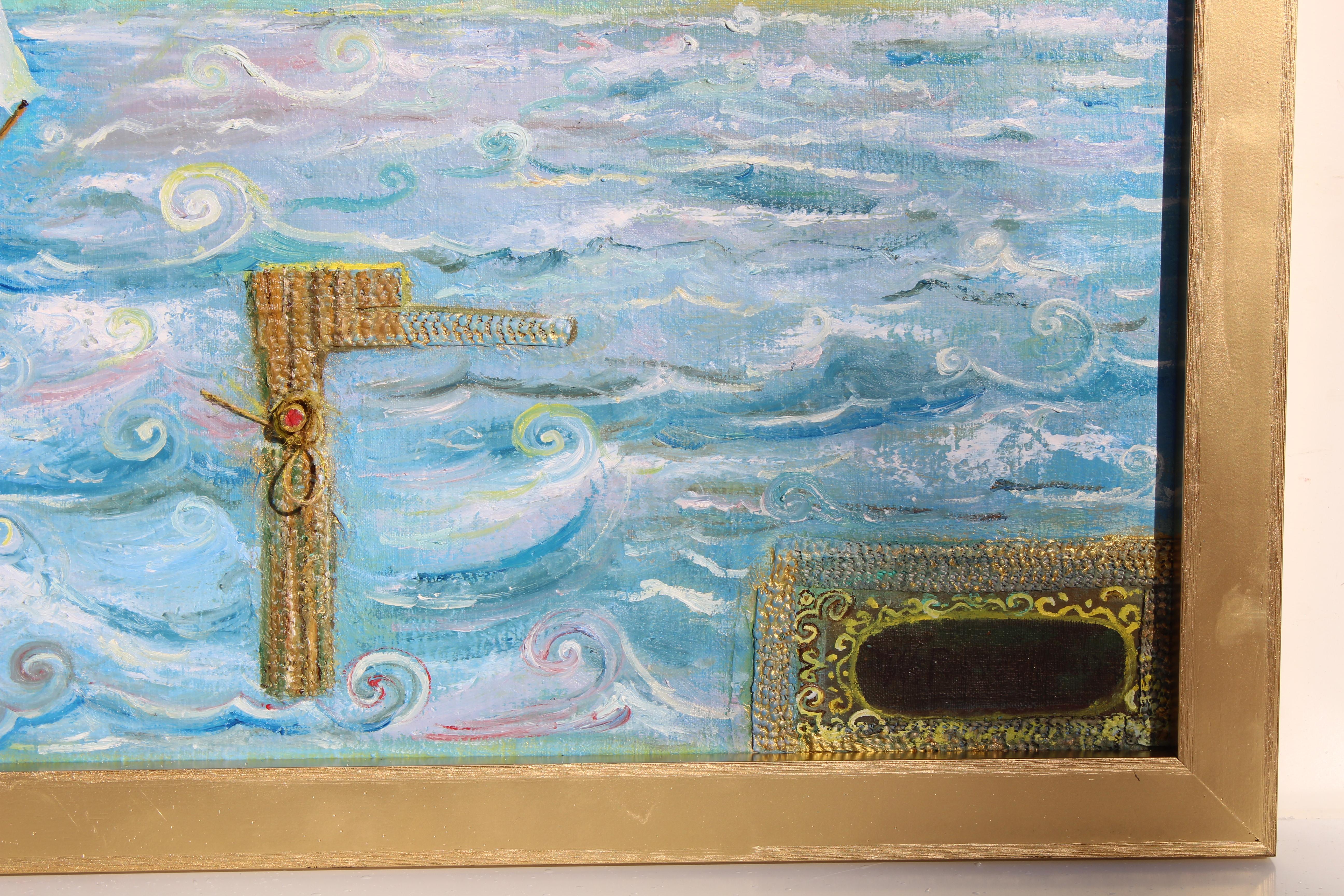Originalgemälde auf antiker Leinwand - Seelandschaft - Signiert Serg Graff - COA, gerahmt im Angebot 4