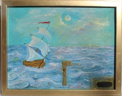 Dipinto originale su tela antica - Paesaggio marino - Firmato Serg Graff - COA, incorniciato