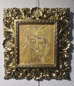 Original Painting on board by Serg Graff, Portrait, "Stranger", COA Gold frame
