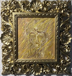 Original Gemälde auf Karton von Serg Graff, Porträt, „Stranger“, COA, Goldrahmen