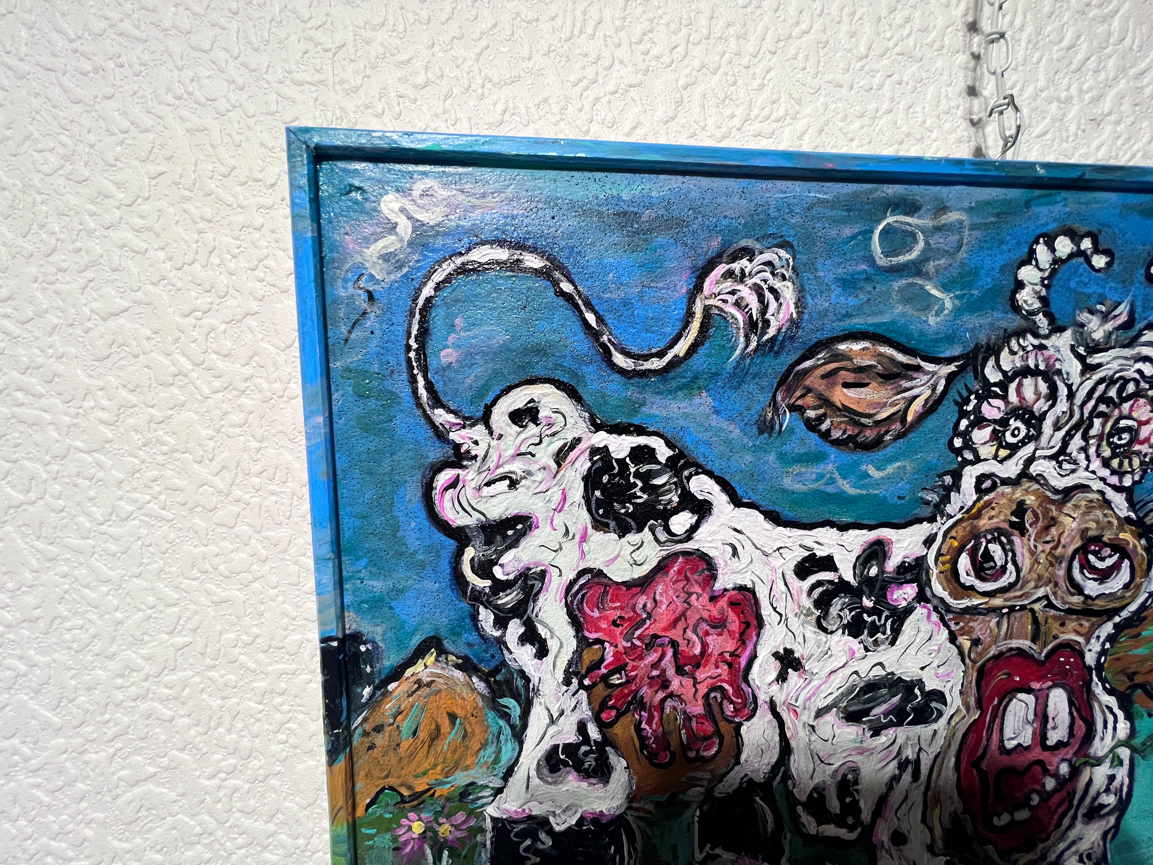Original Painting on Board in Cartoon Style by S. Graff 