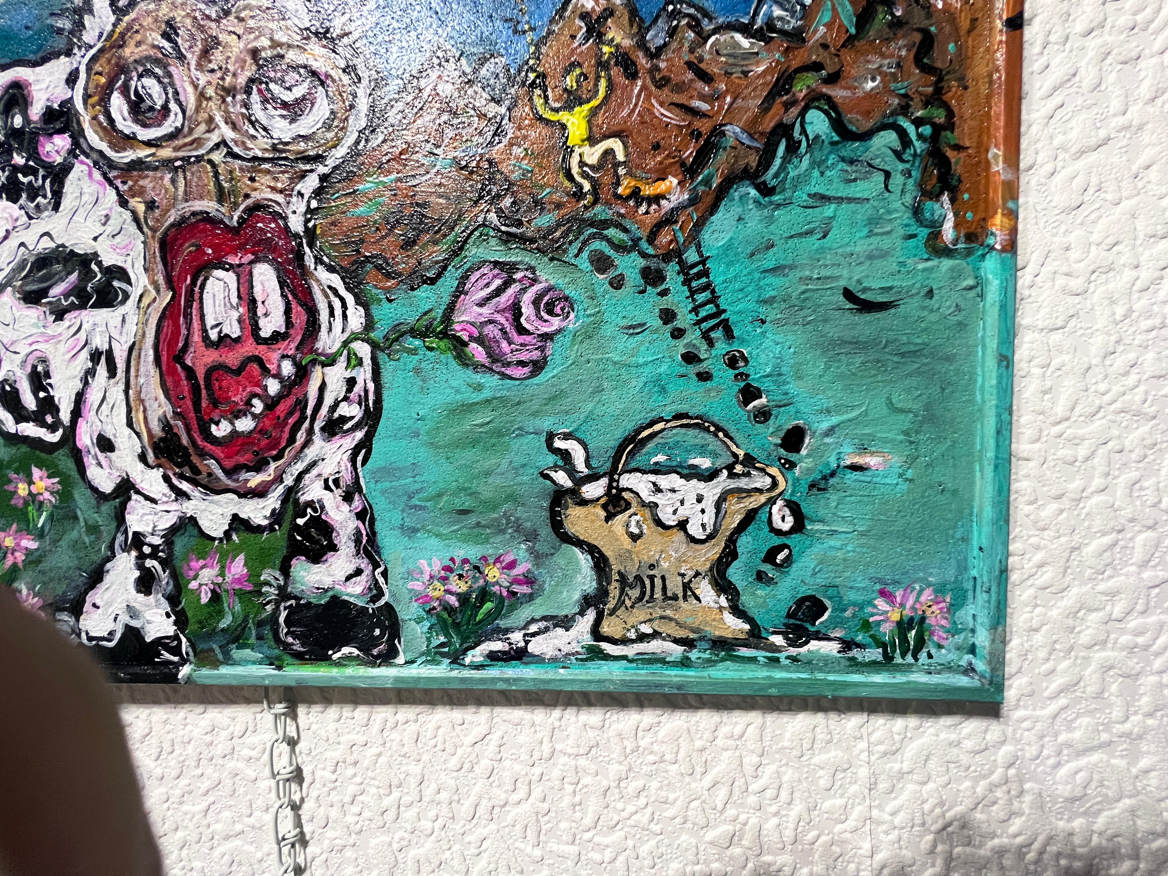 Original Painting on Board in Cartoon Style by S. Graff 