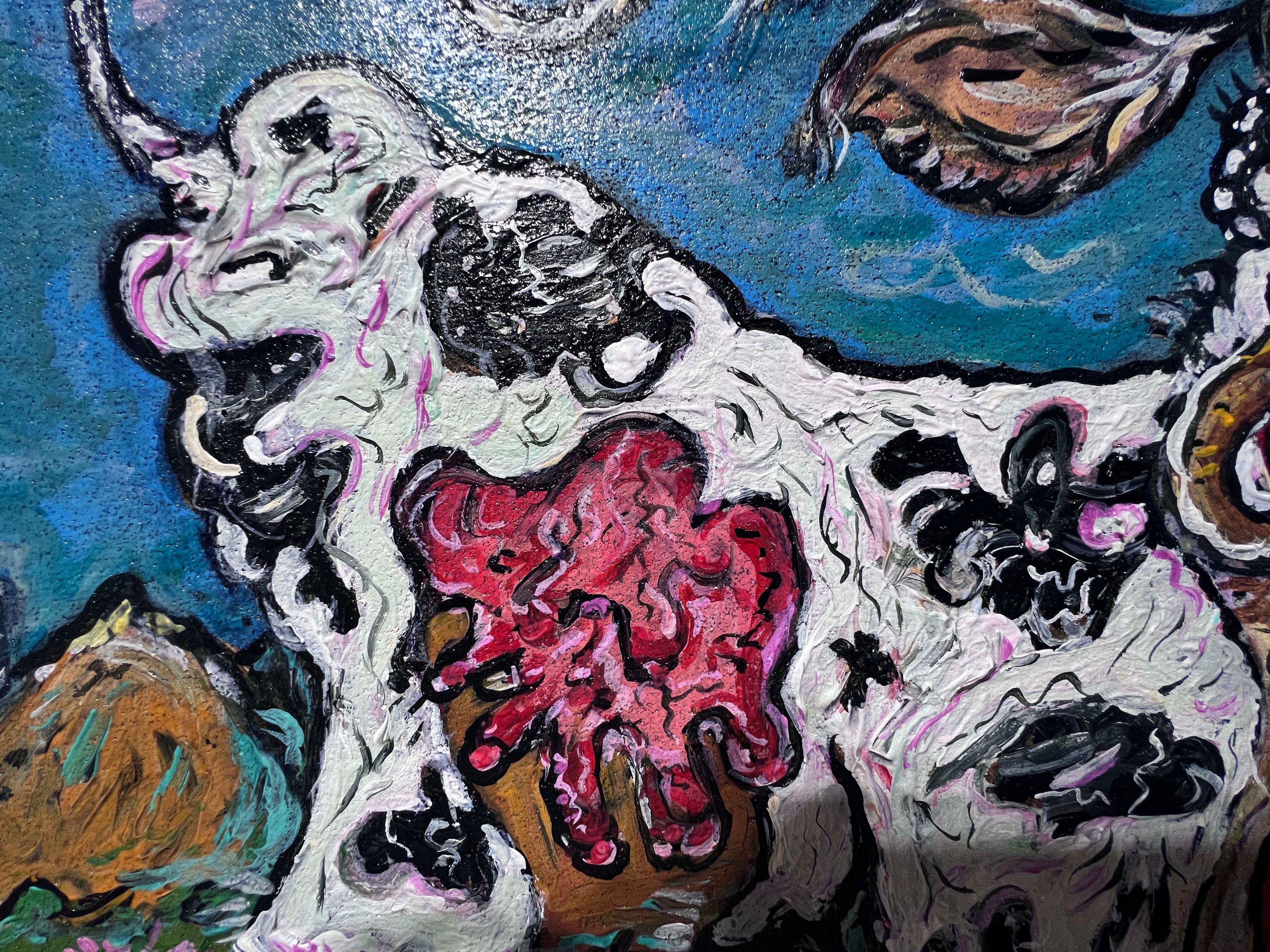 Original Painting on Board in Cartoon Style by S. Graff 