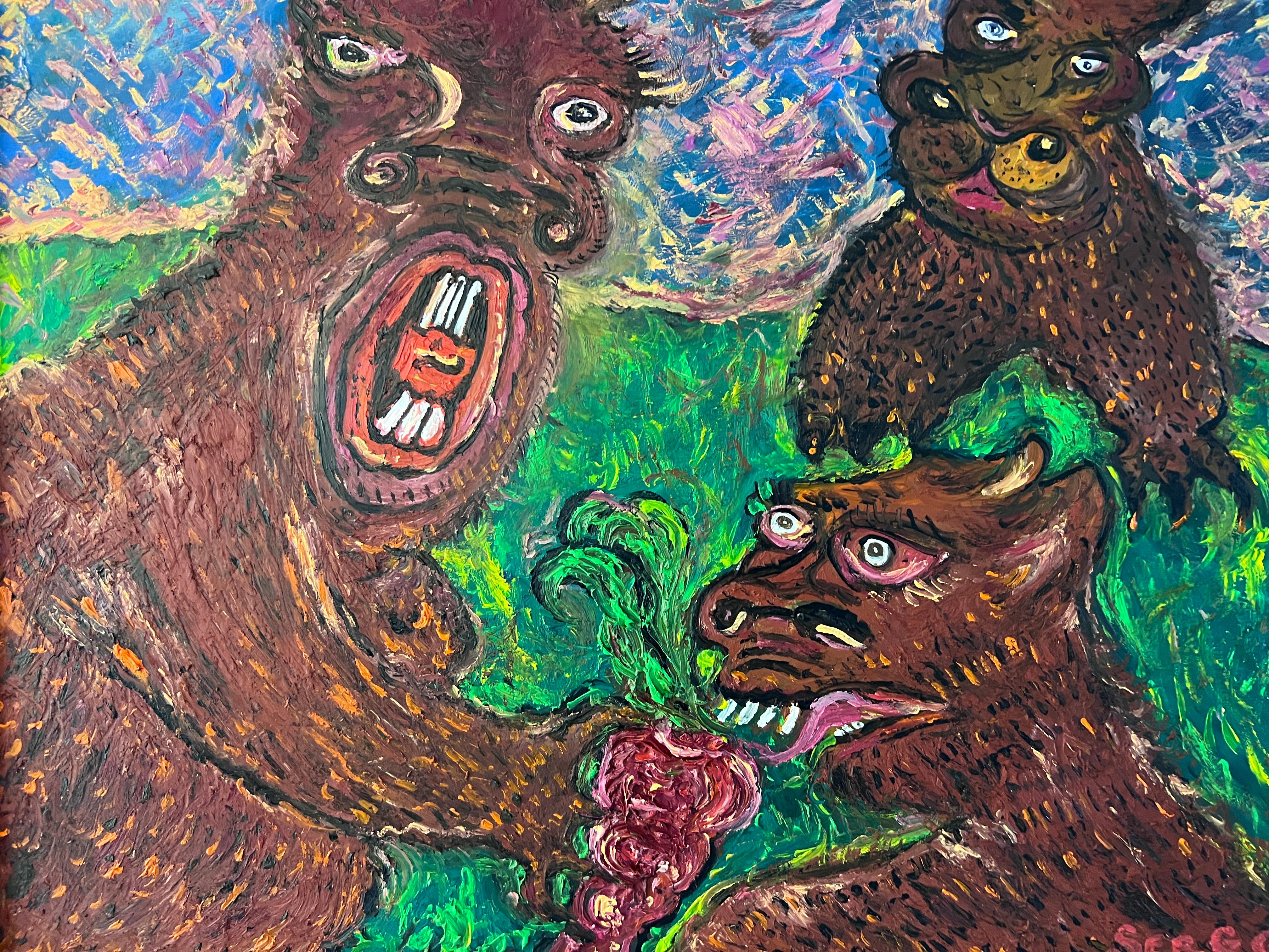 Original Painting on Board in Cartoon Style by Serg Graff 