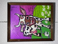 Original Painting on Board in Cartoon Style by Serg Graff "Milk Cow", COA