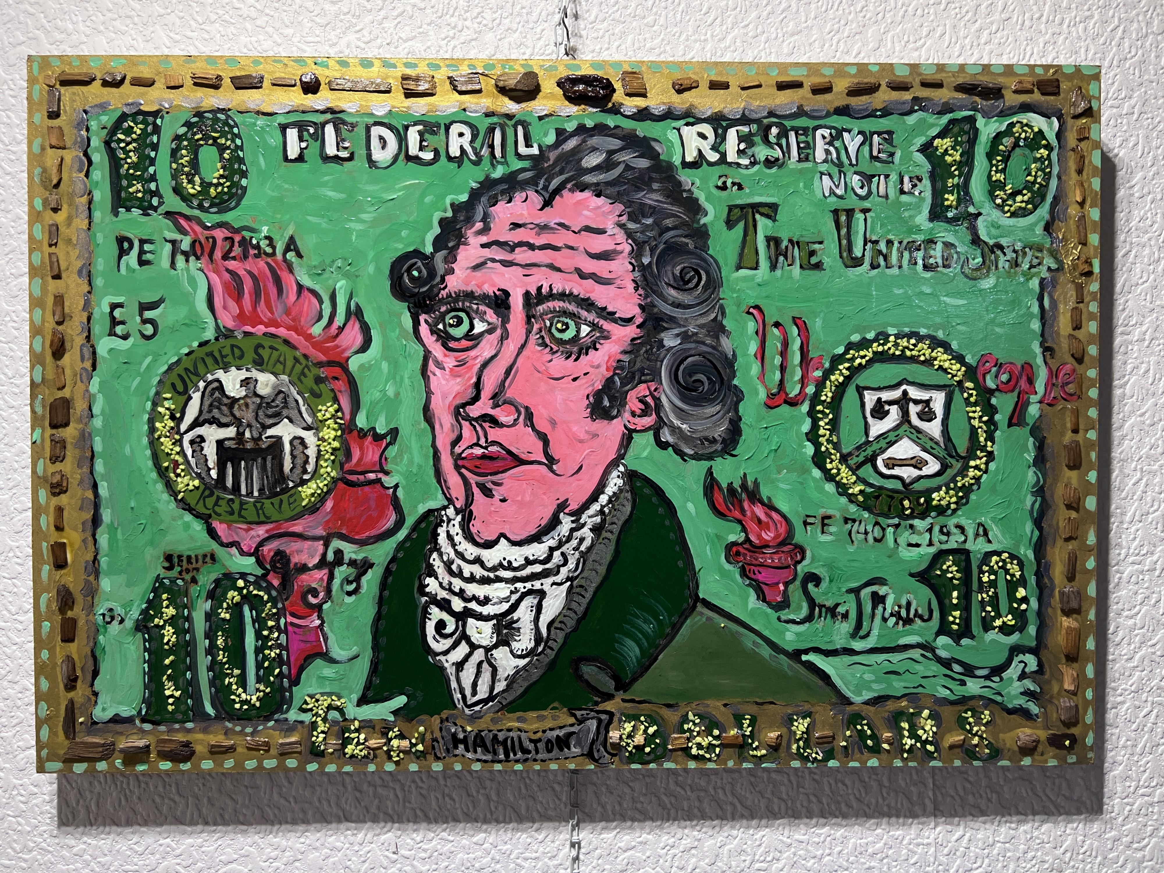 Dipinto originale su tavola, ritratto di Hamilton firmato S. Graff, COA - Painting di Serg Graff
