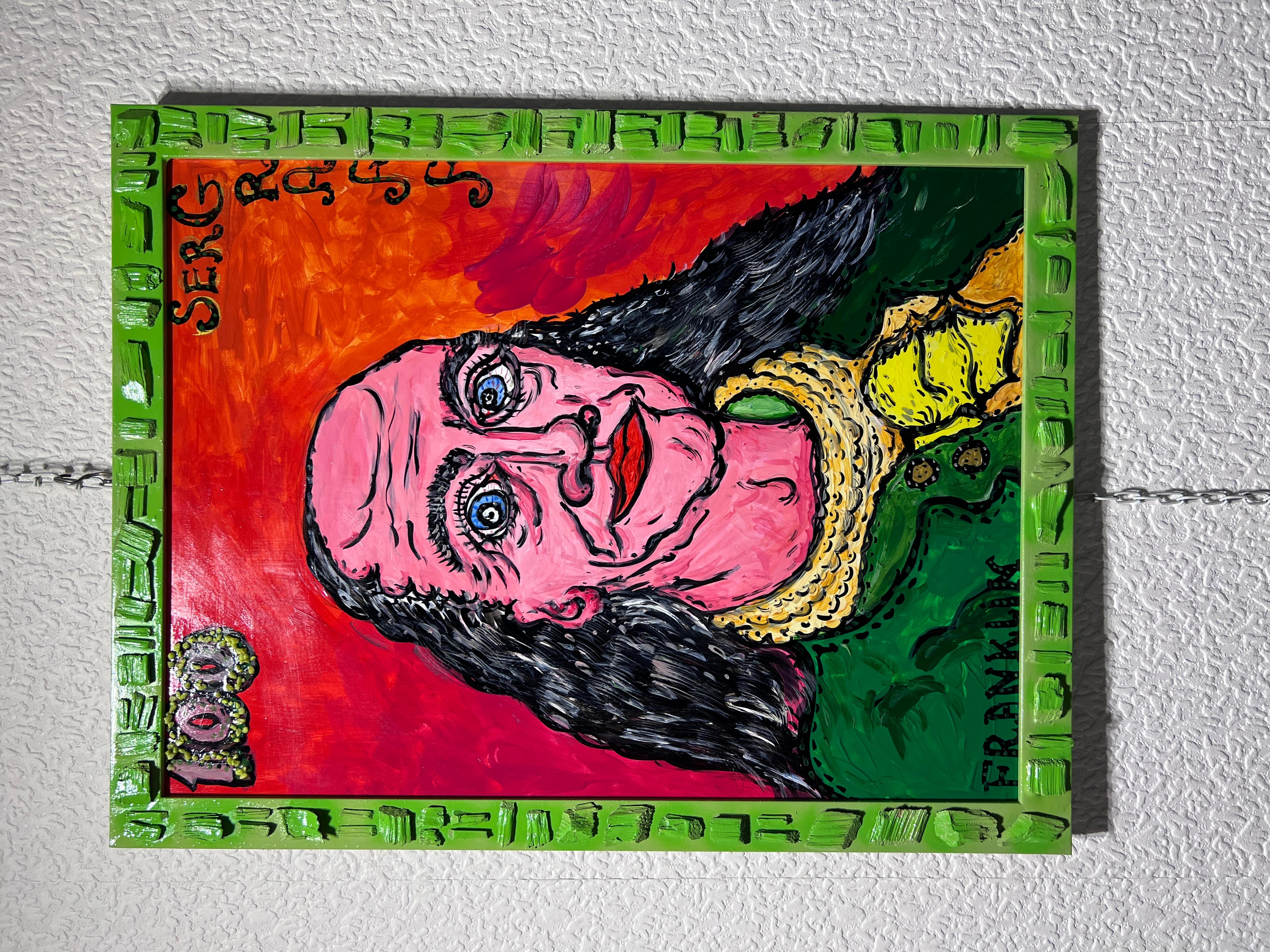 Original painting on board, Portrait of Benjamin Franklin signed Serg Graff, COA For Sale 1