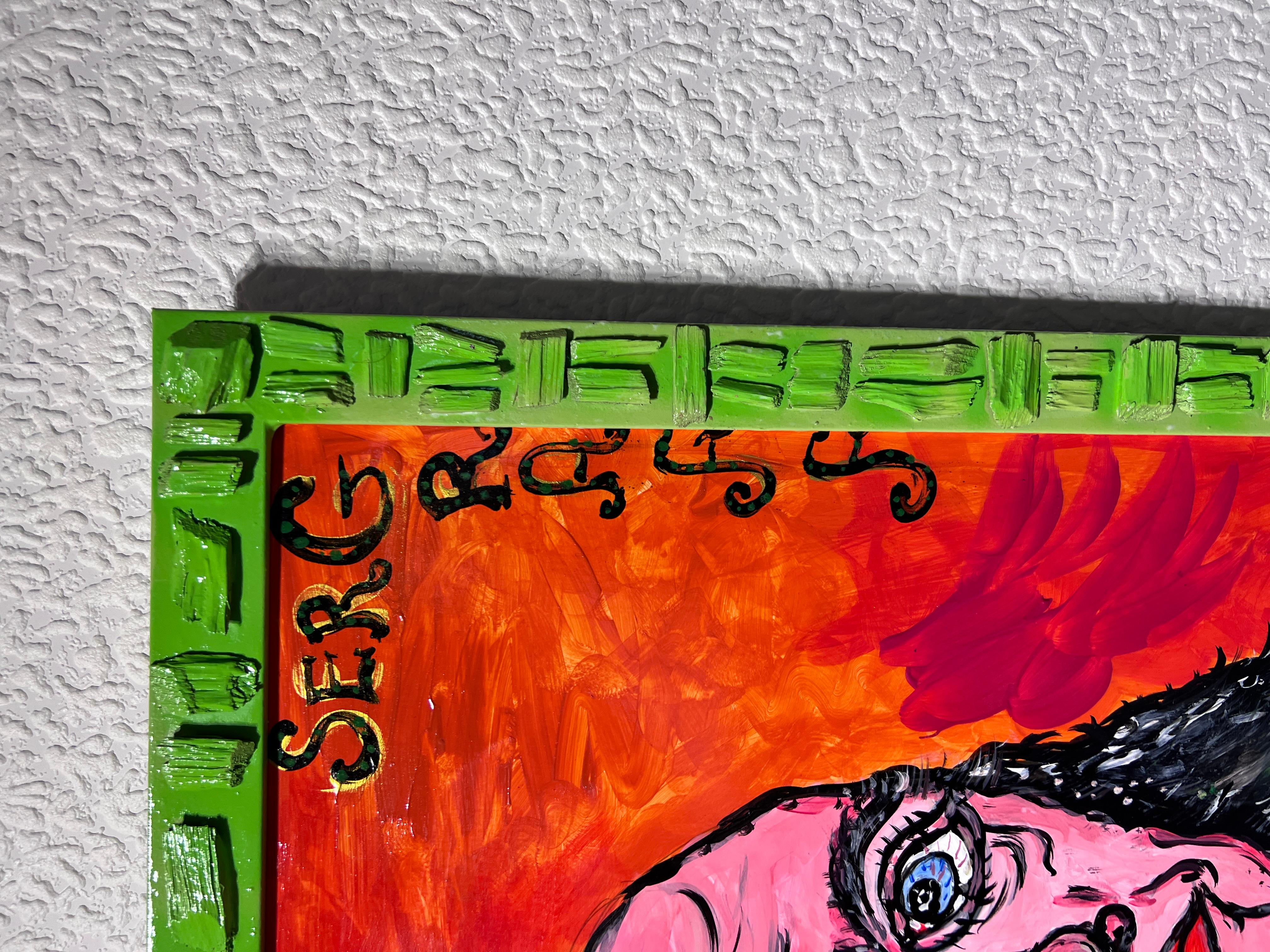 Original painting on board, Portrait of Benjamin Franklin signed Serg Graff, COA For Sale 5