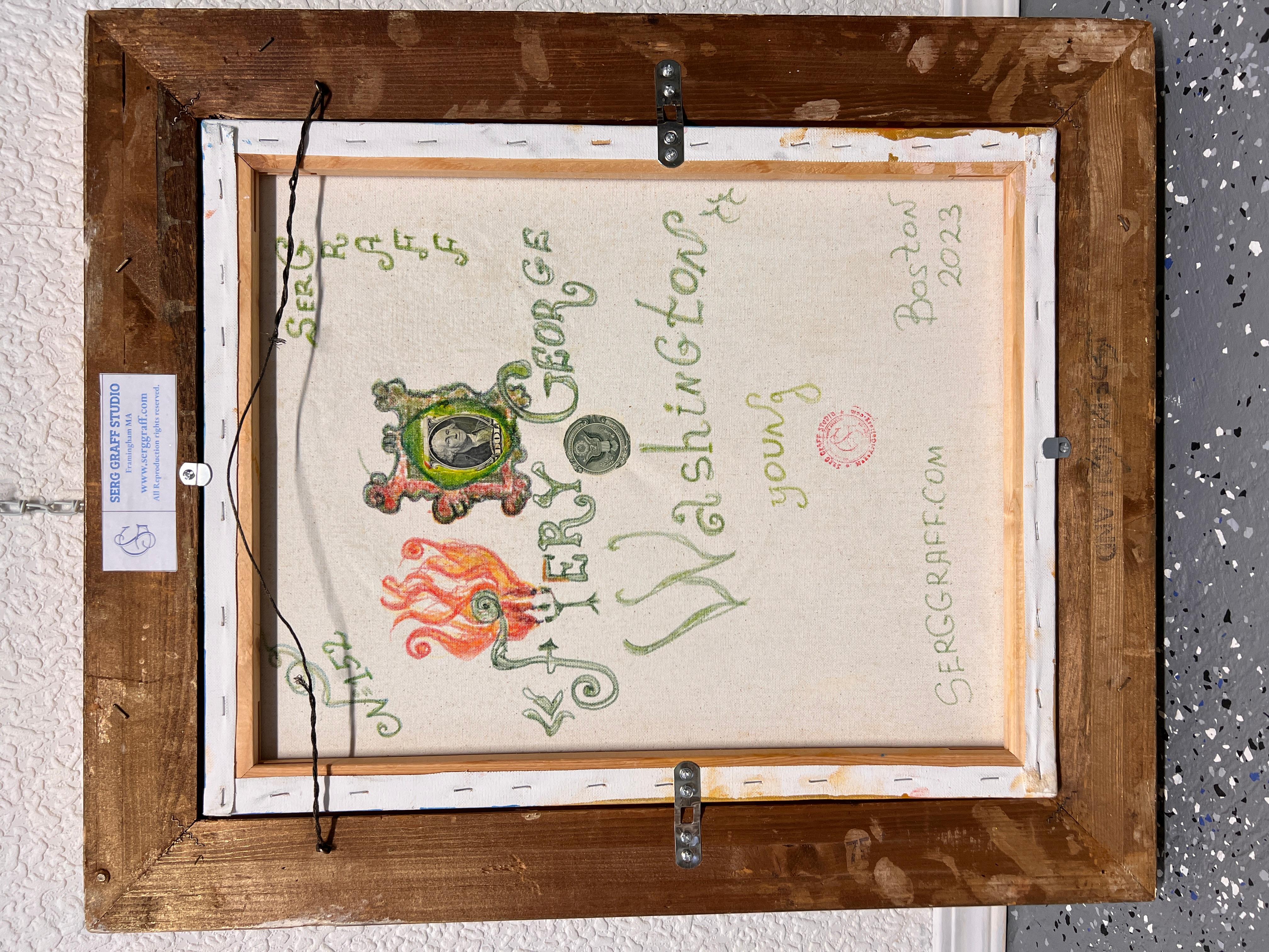 Originalgemälde auf Leinwand, „Fiery George Washington“ von Serg Graff, COA im Angebot 12