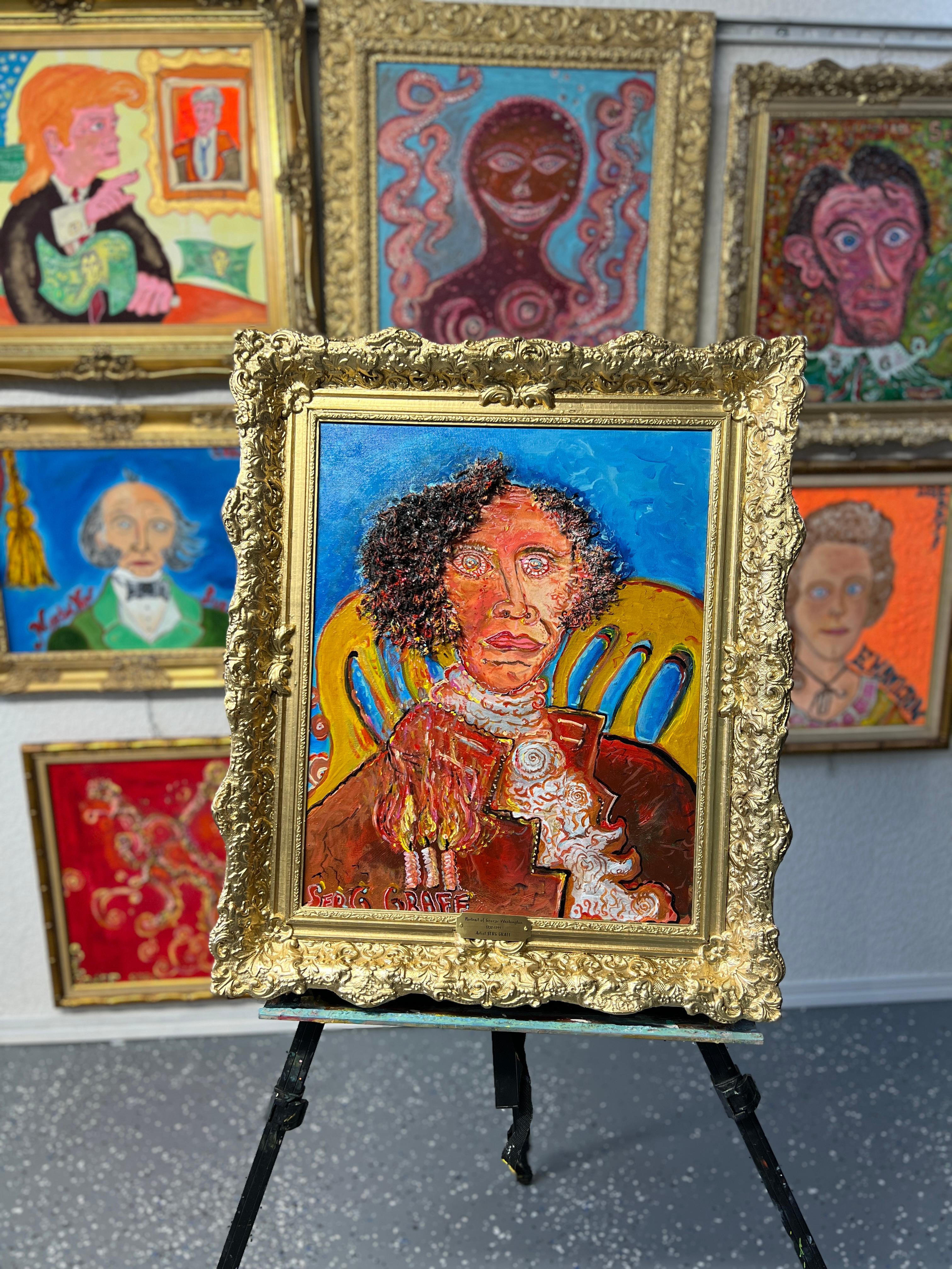 Originalgemälde auf Leinwand, „Fiery George Washington“ von Serg Graff, COA im Angebot 1