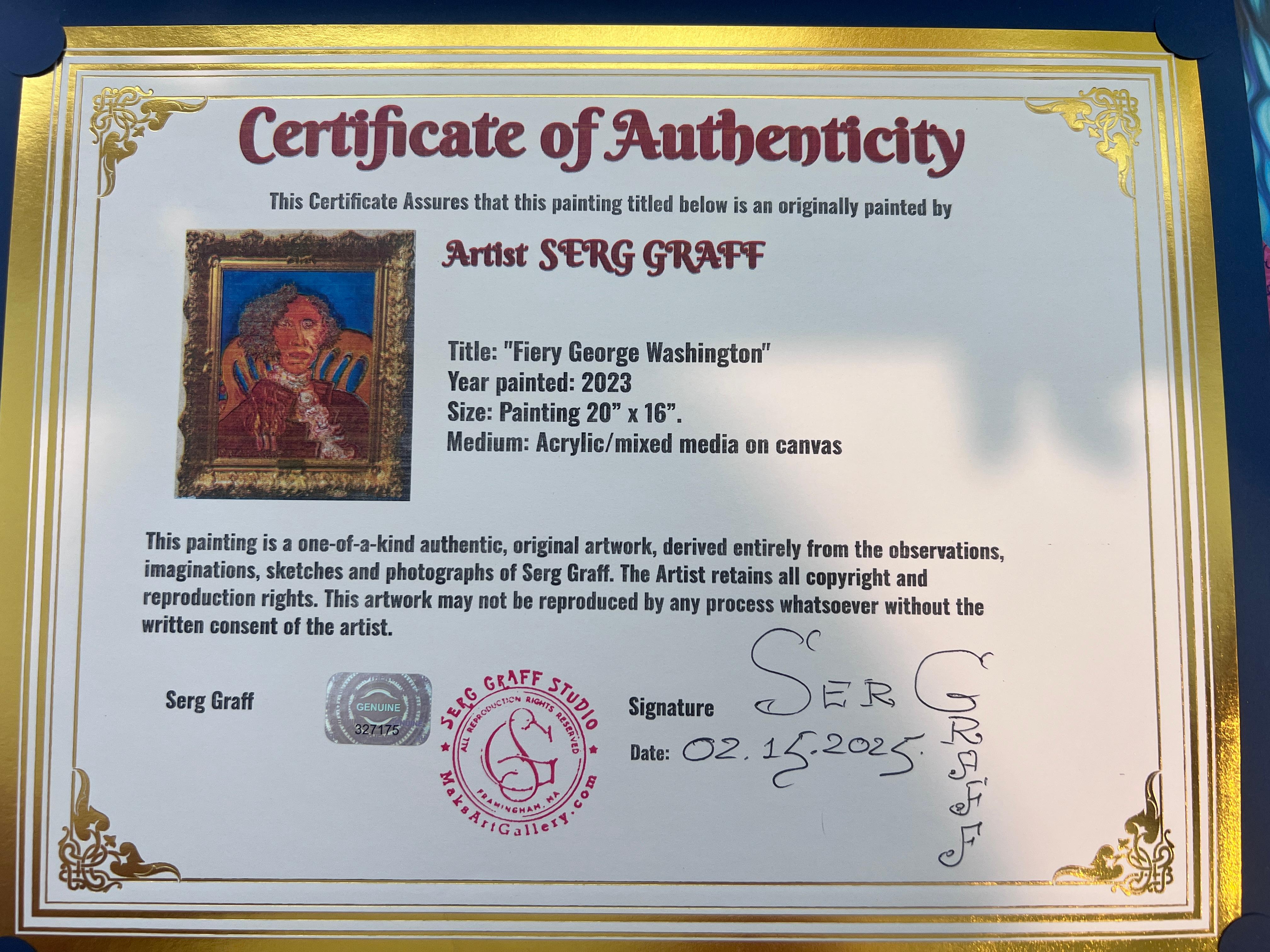 Originalgemälde auf Leinwand, „Fiery George Washington“ von Serg Graff, COA im Angebot 3