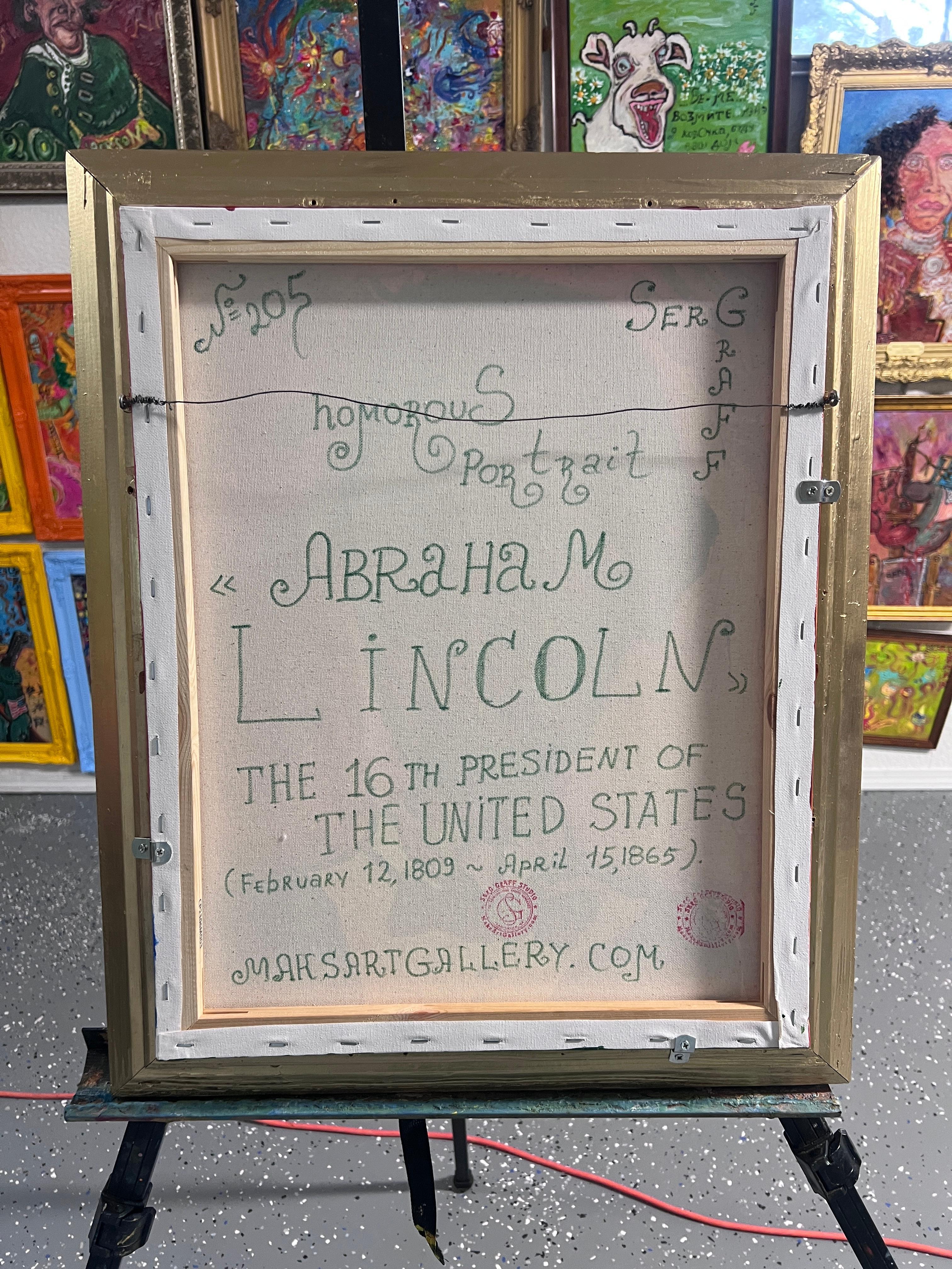 Originalgemälde auf Leinwand, Porträt von Abraham Lincoln, von Serg Graff, COA 2