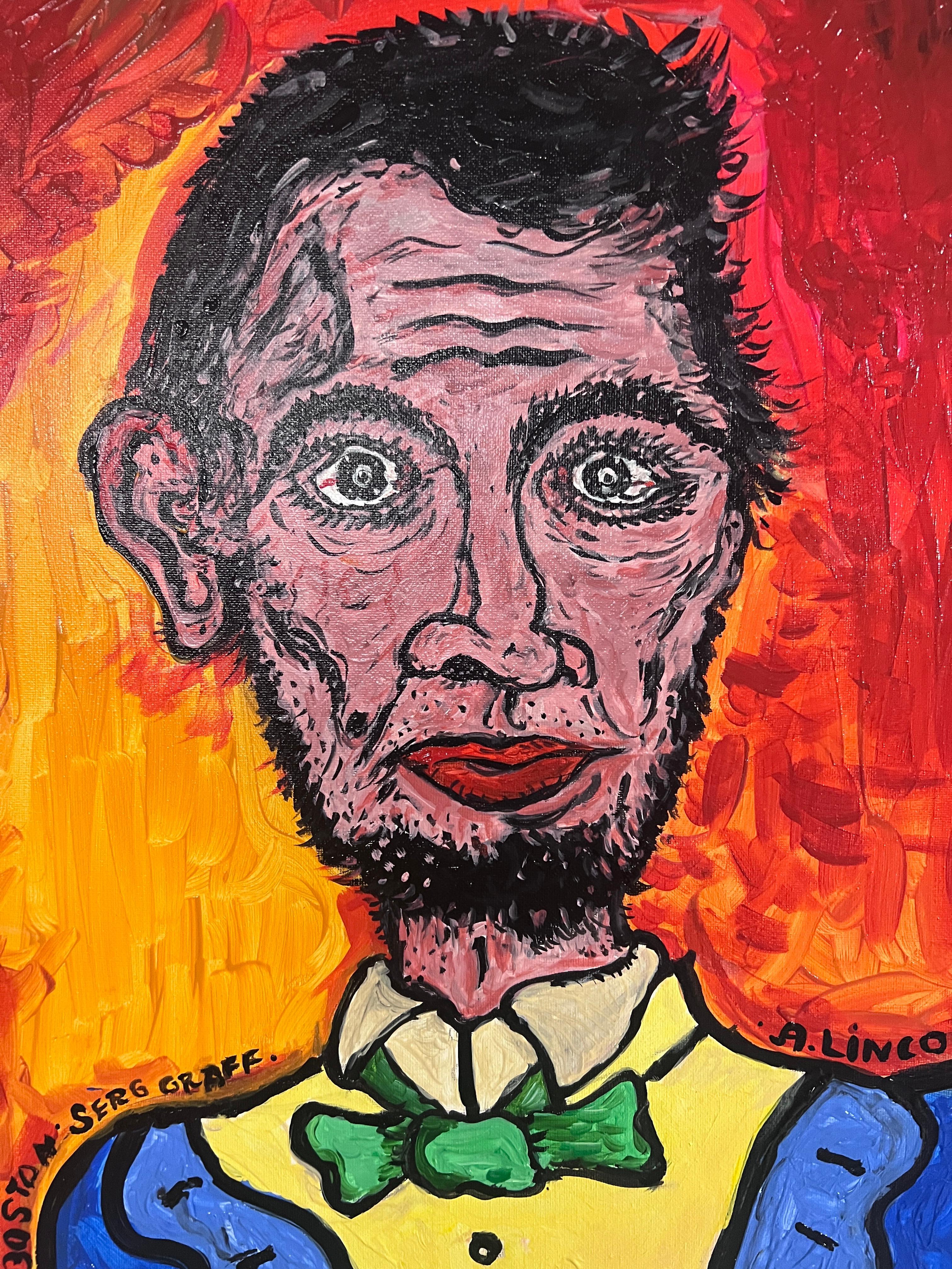 Originalgemälde auf Leinwand, Porträt von Abraham Lincoln, von Serg Graff, COA 4