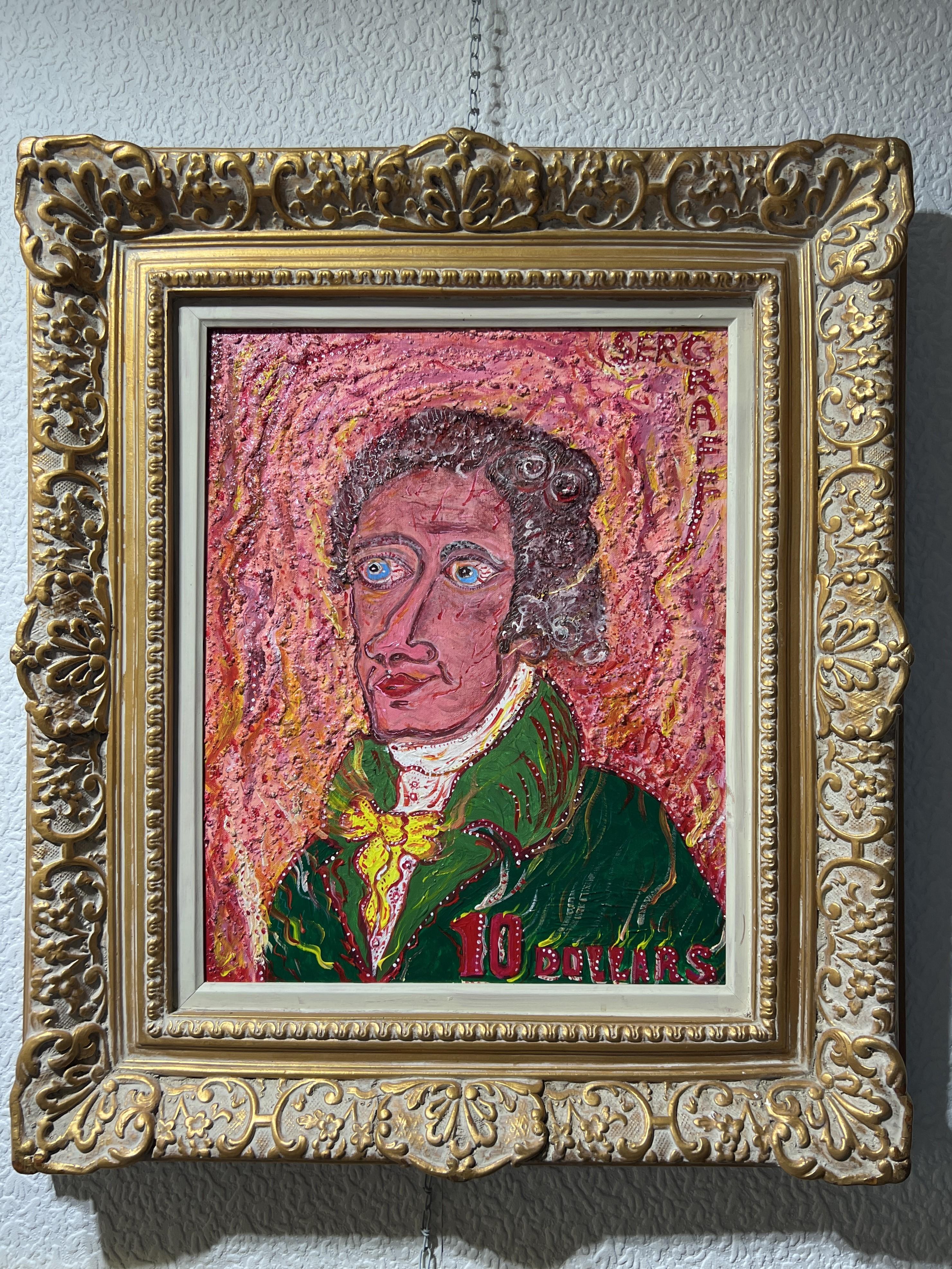 Original painting on canvas, portrait of Alexander Hamilton signed S. Graff, COA - Contemporary Painting by Serg Graff