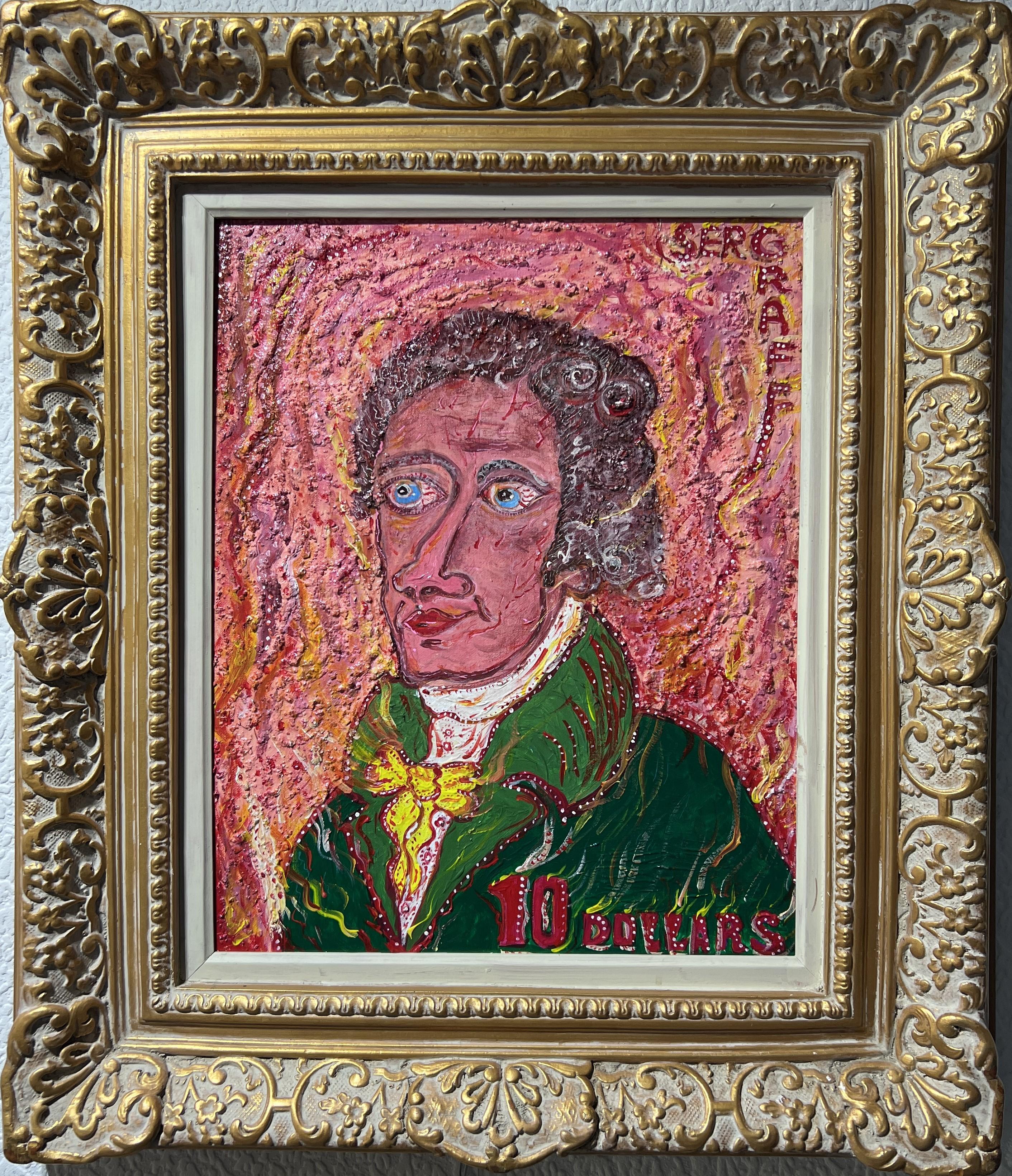 Serg Graff Portrait Painting - Original painting on canvas, portrait of Alexander Hamilton signed S. Graff, COA
