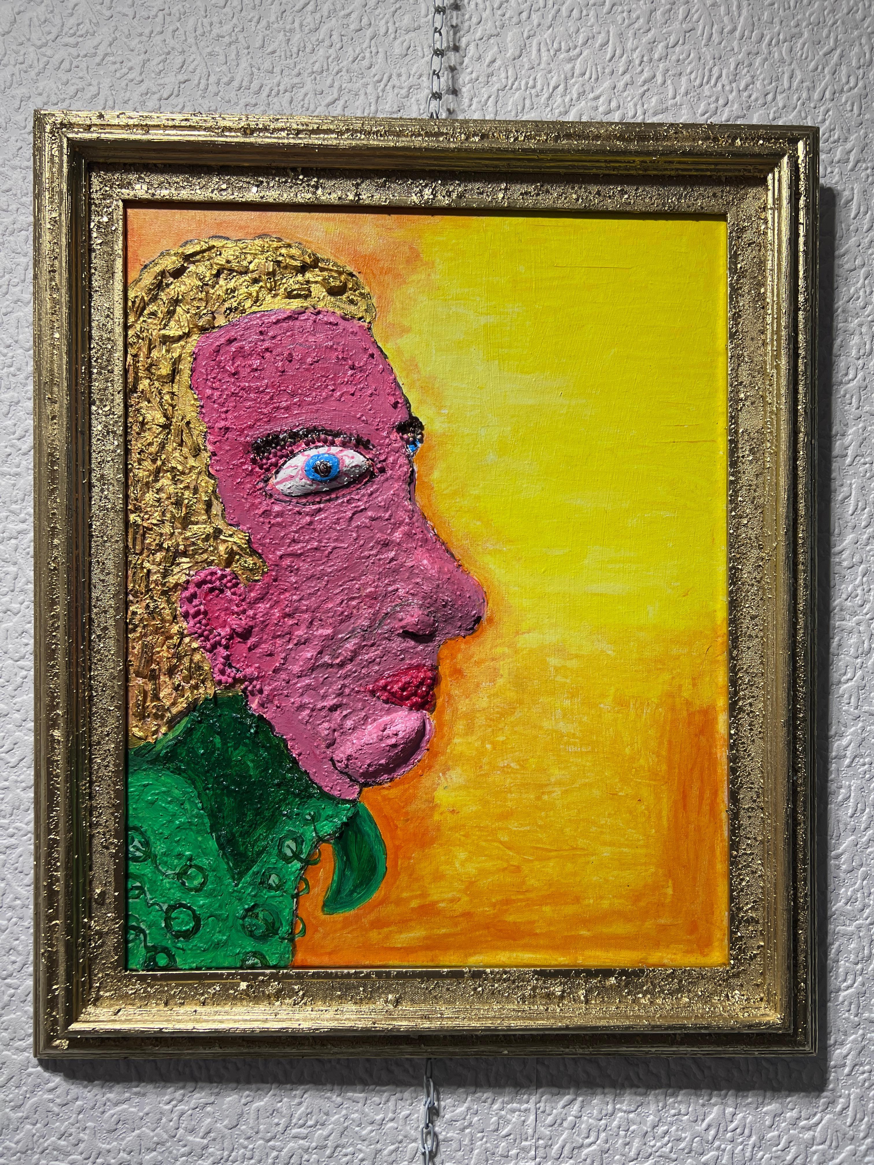 This is a rare unique original acrylic/oil/mixed media painting on canvas in a naive primitivism style depicting Andrew Jackson. Andrew Jackson (March 15, 1767 – June 8, 1845) was an American lawyer, planter, general, and statesman who served as the