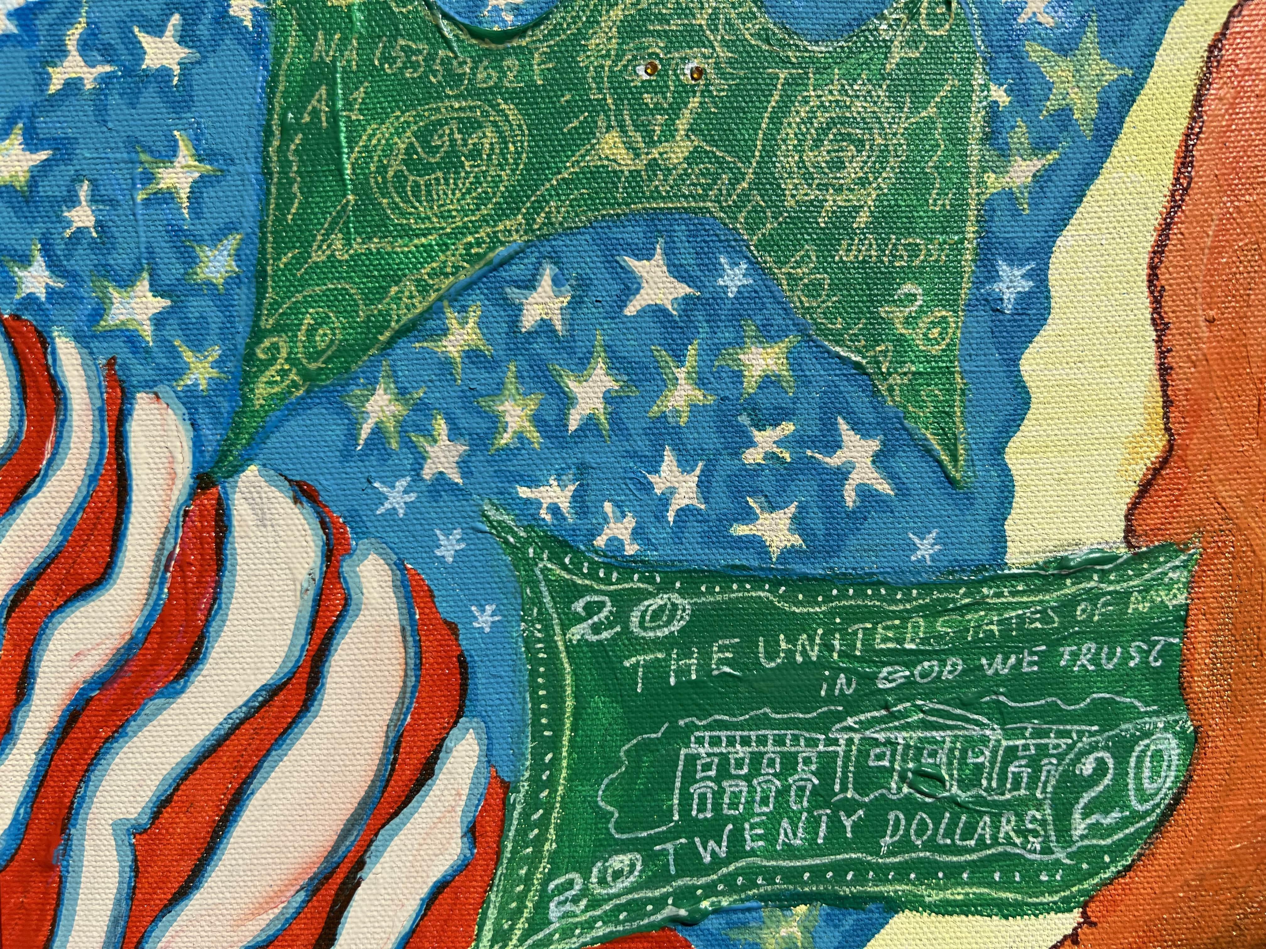 Quadro originale su tela, ritratto di Donald Trump di Serg Graff, COA, incorniciato 9