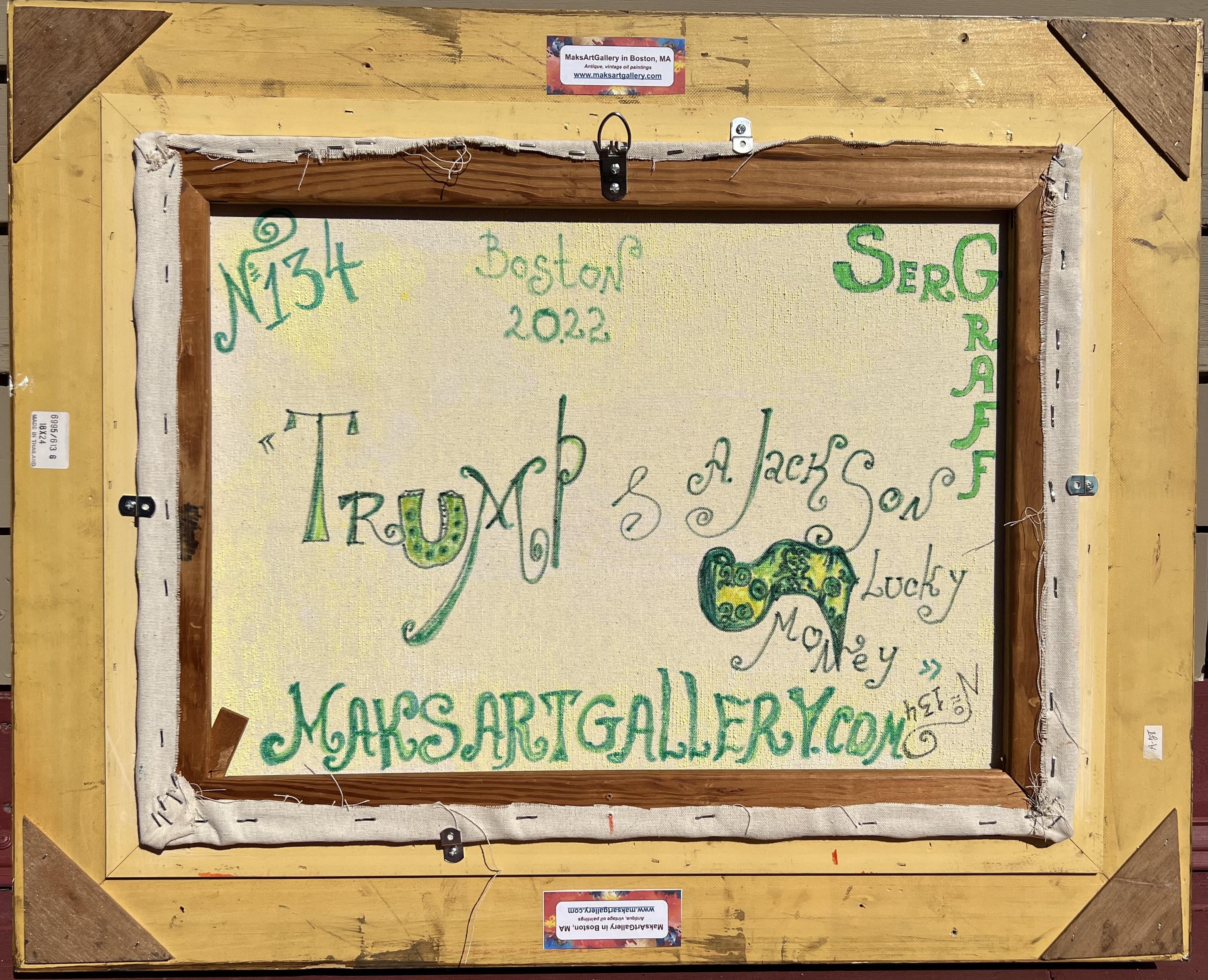 Quadro originale su tela, ritratto di Donald Trump di Serg Graff, COA, incorniciato 10