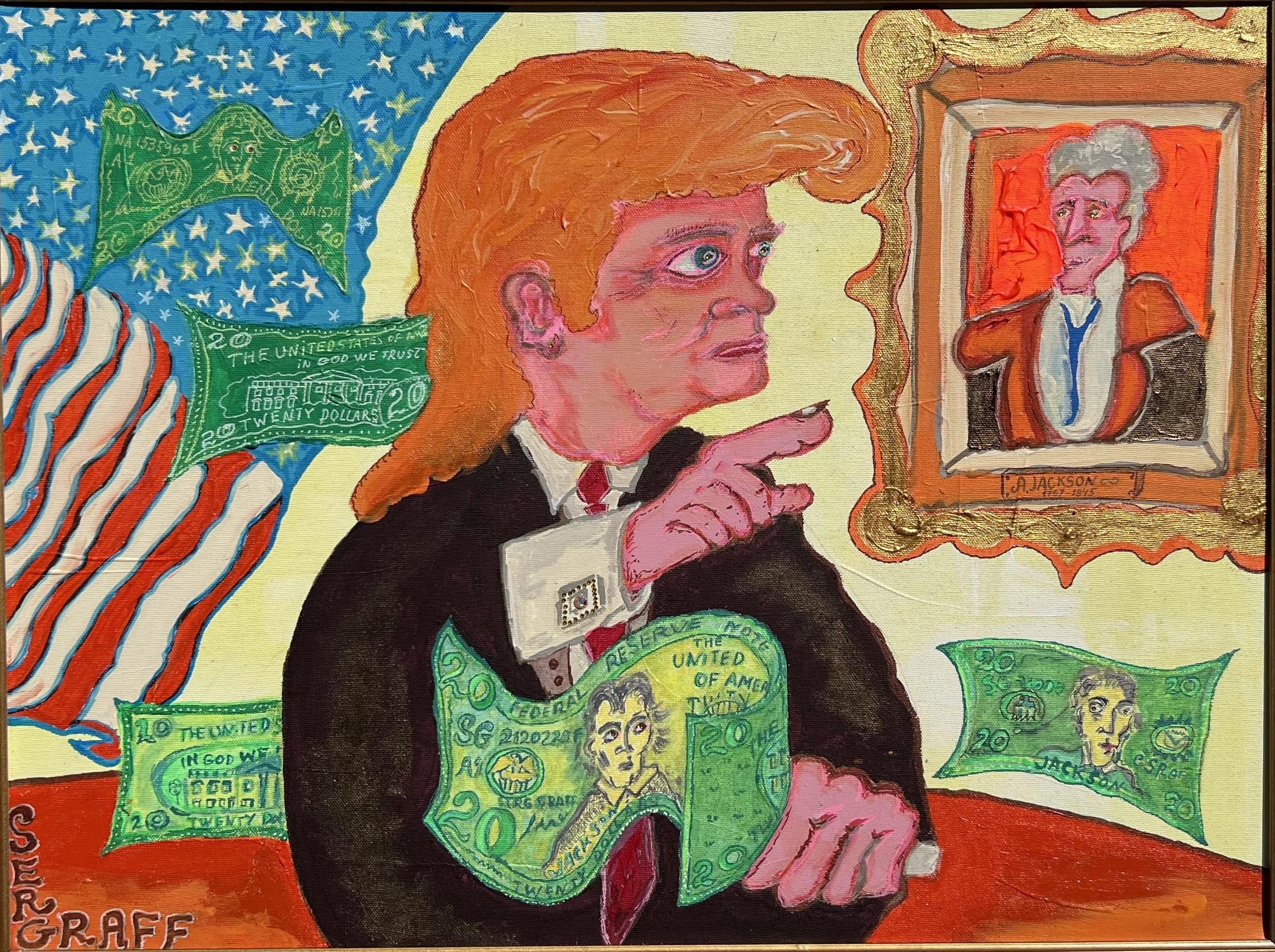 Original painting on canvas, portrait of Donald Trump by Serg Graff, COA, framed For Sale 1