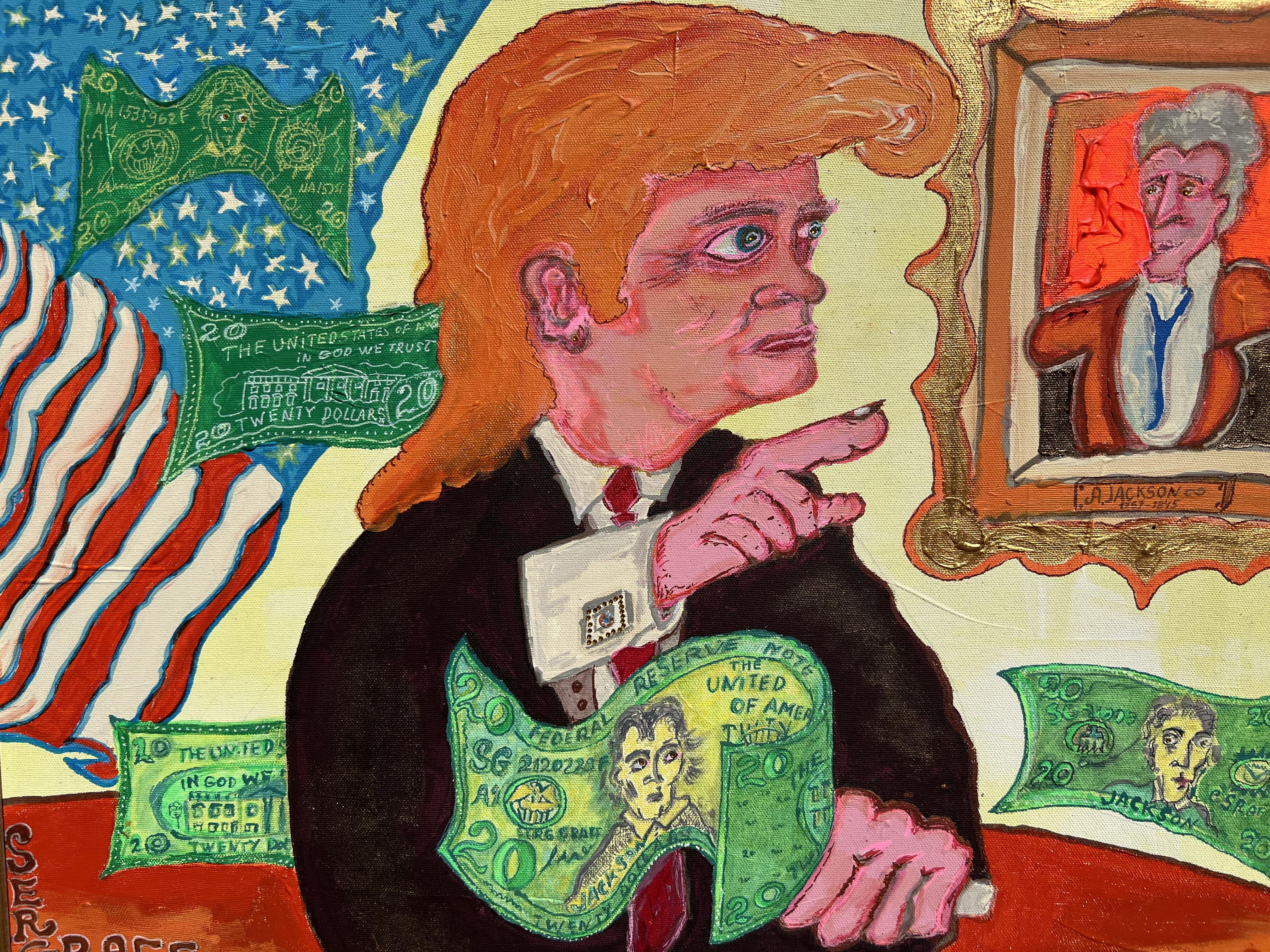Original painting on canvas, portrait of Donald Trump by Serg Graff, COA, framed For Sale 2