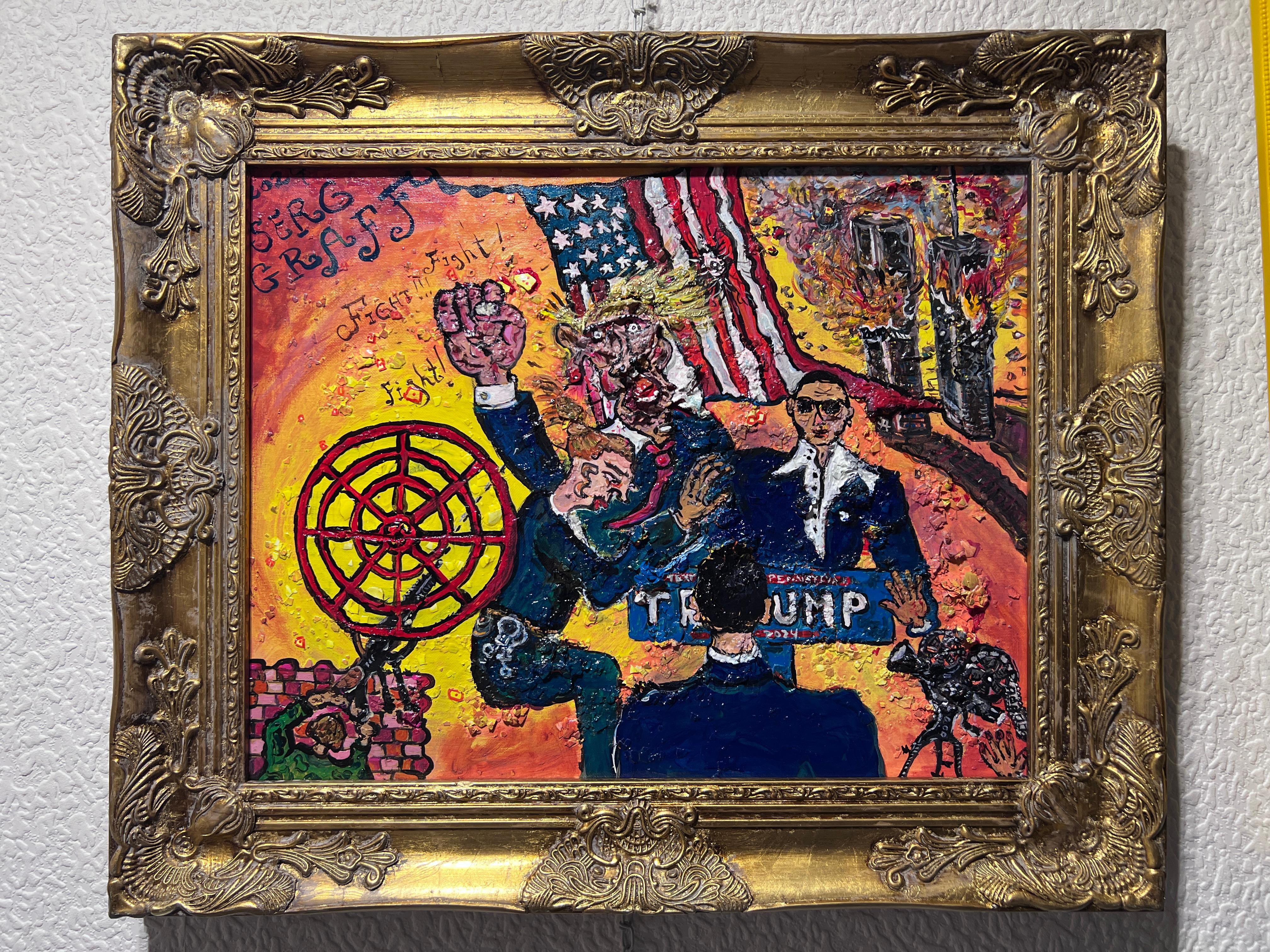 Pittura acrilica originale d'arte politica 