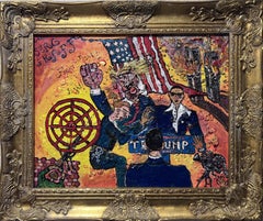 Original Political Art "Fight" by Serg Graff Acrylic Painting, Framed, with COA