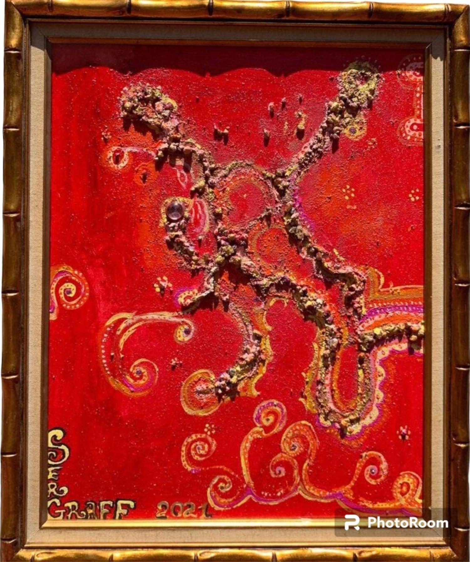 Original Texturiertes abstraktes Fantasiegemälde von Serg Graff „Magic Patterns“, COA