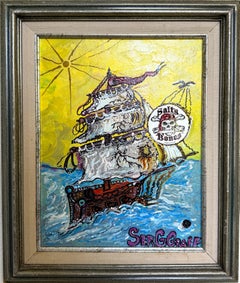 Pirate Ship of Destiny by Serg Graff Acrylic Painting Framed Nautical Art, COA