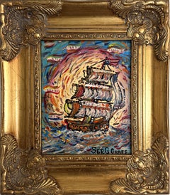 Serg Graff "Aurora" Original-Acryl-Gemälde nautischen Schiff Seelandschaft Kunst, COA