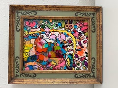 Serg Graff "Find Mr. Squiggle" Abstract Acrylic Painting Framed Outsider Art COA