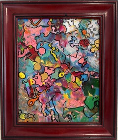 Serg Graff "Gallop, Little Horse!" Abstract Painting Framed Outsider Art COA