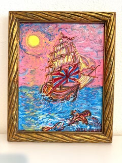 Serg Graff "Manifesto" Original Gemälde, Fantasieschiff Seelandschaft, Nautische Kunst