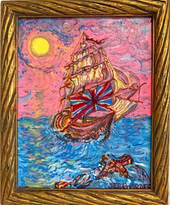 Serg Graff "Manifesto" Original Gemälde, Fantasieschiff Seelandschaft, Nautische Kunst