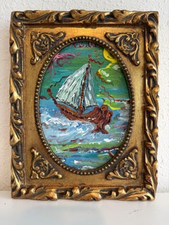 Serg Graff Medusa Schooner Original Art, Fantasy Ship Seascape Nautical Art COA