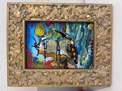 Serg Graff Peinture acrylique originale "Brigel" sur un navire  Cadre en feuille d'or  Nautique