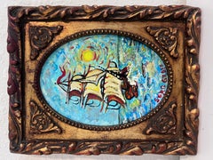 Serg Graff Original “Maris” Ship Painting  Gold Ornate Frame  Nautical