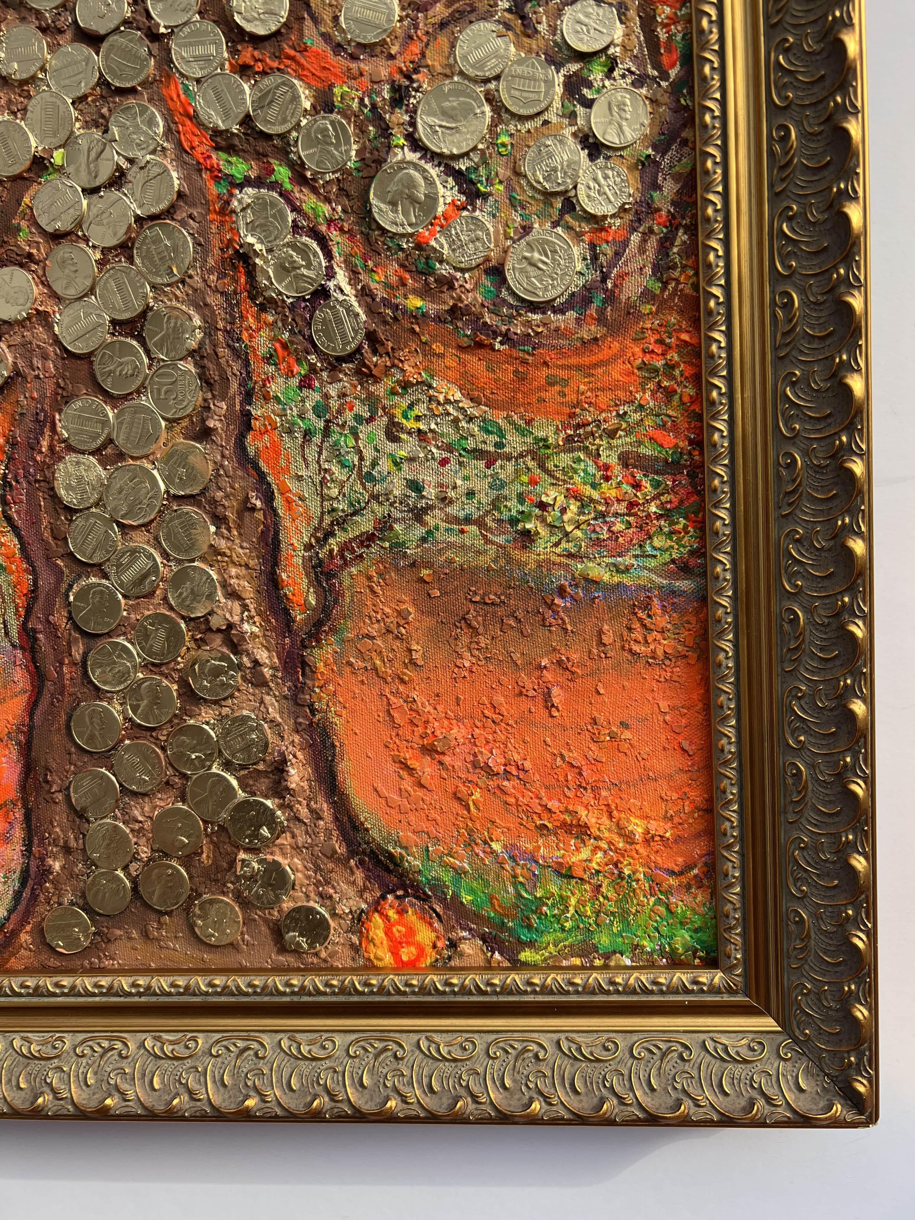 Serg Graff Original Painting Money Tree Art with Real Coins Fantasy Framed For Sale 9