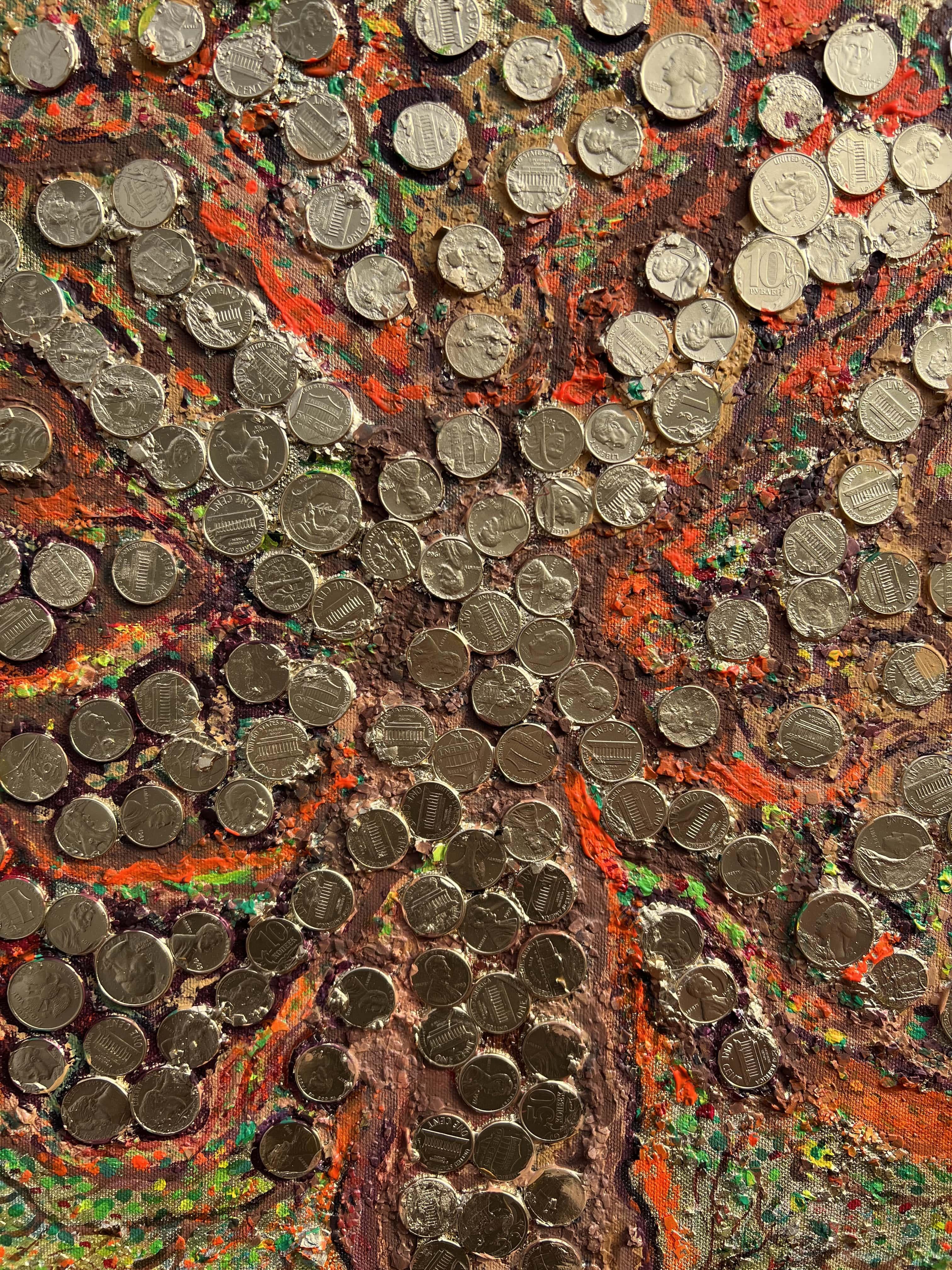 Serg Graff Original Painting Money Tree Art with Real Coins Fantasy Framed For Sale 10