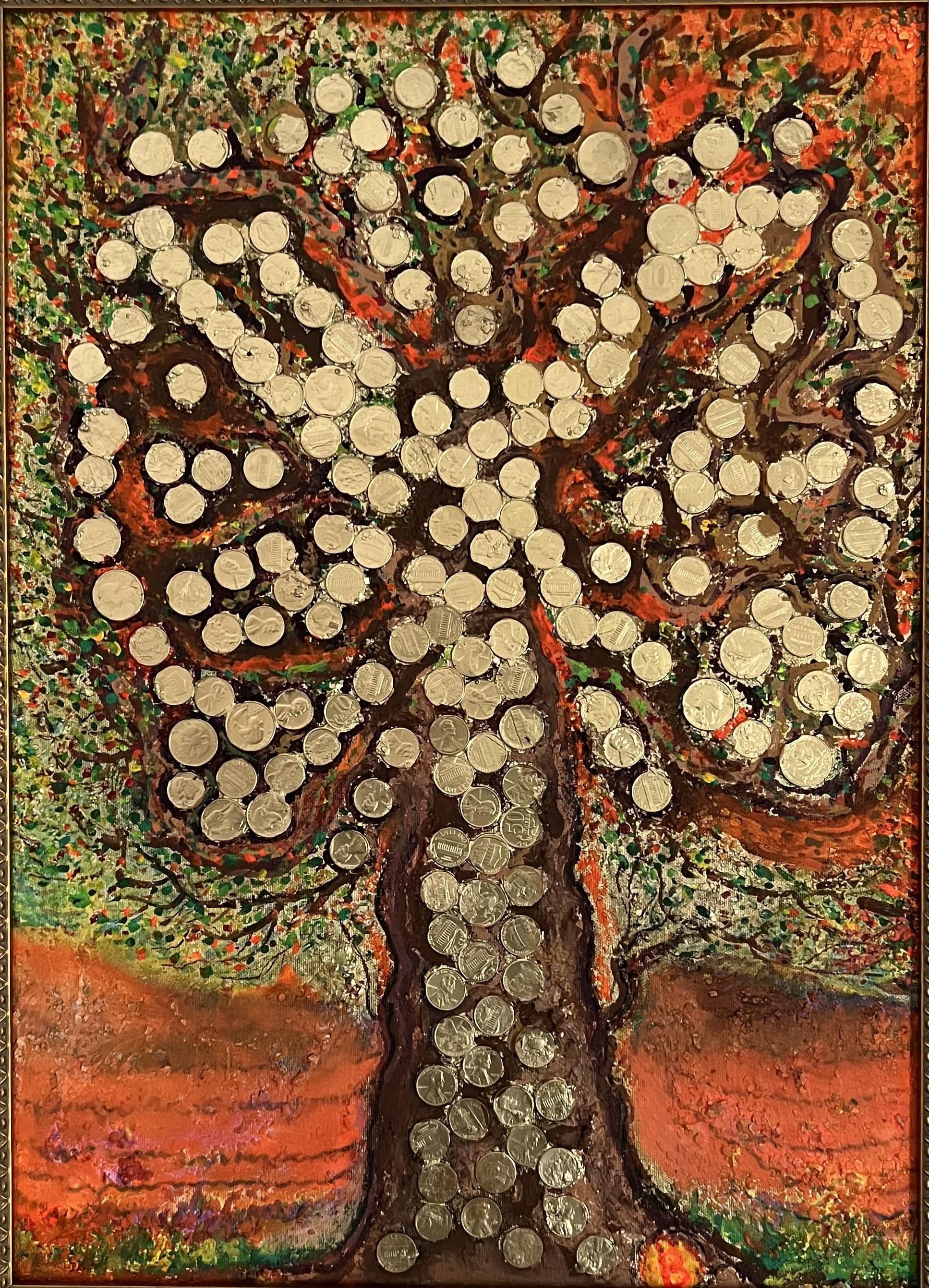 Serg Graff Original Painting Money Tree Art with Real Coins Fantasy Framed For Sale 1