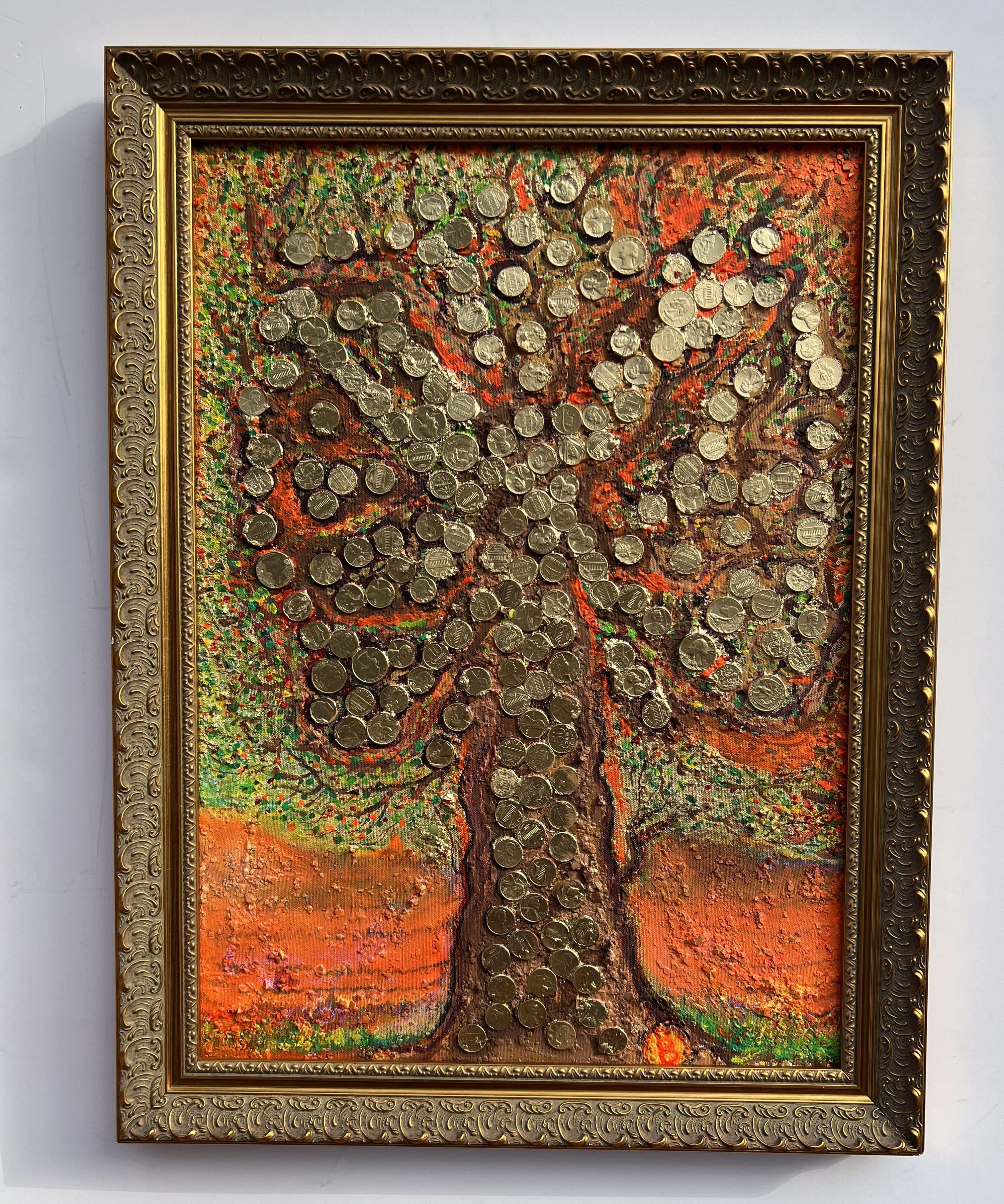 Serg Graff Original Painting Money Tree Art with Real Coins Fantasy Framed For Sale 4