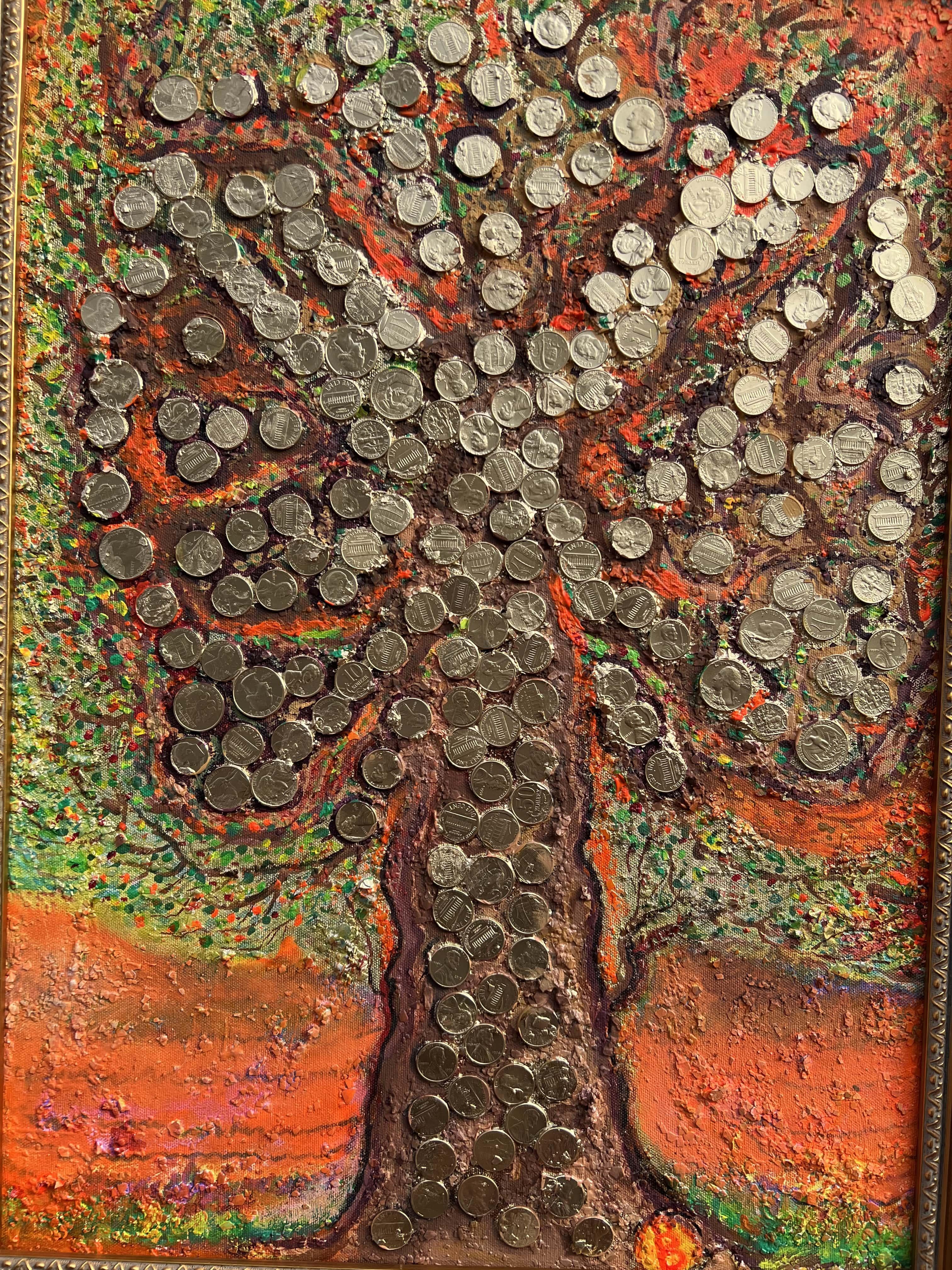Serg Graff Original Painting Money Tree Art with Real Coins Fantasy Framed For Sale 5