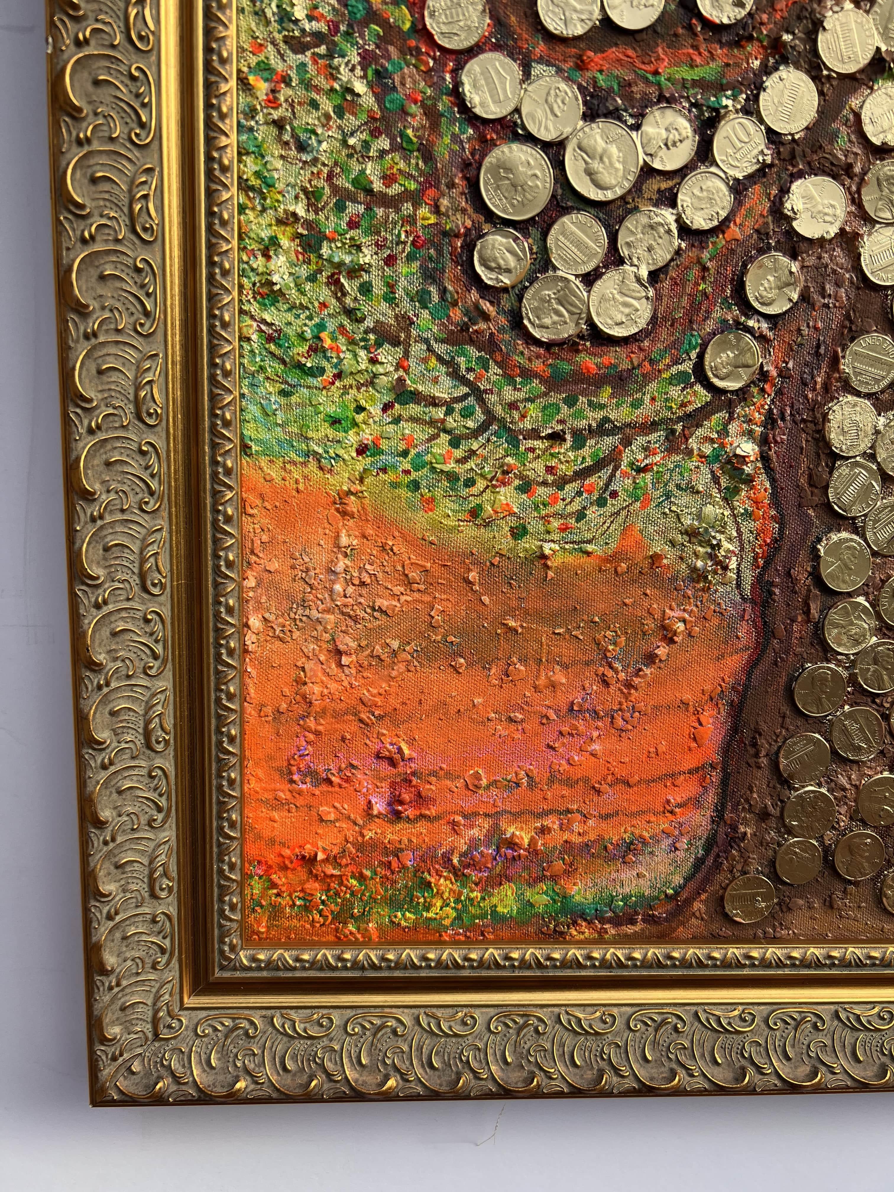 Serg Graff Original Painting Money Tree Art with Real Coins Fantasy Framed For Sale 6