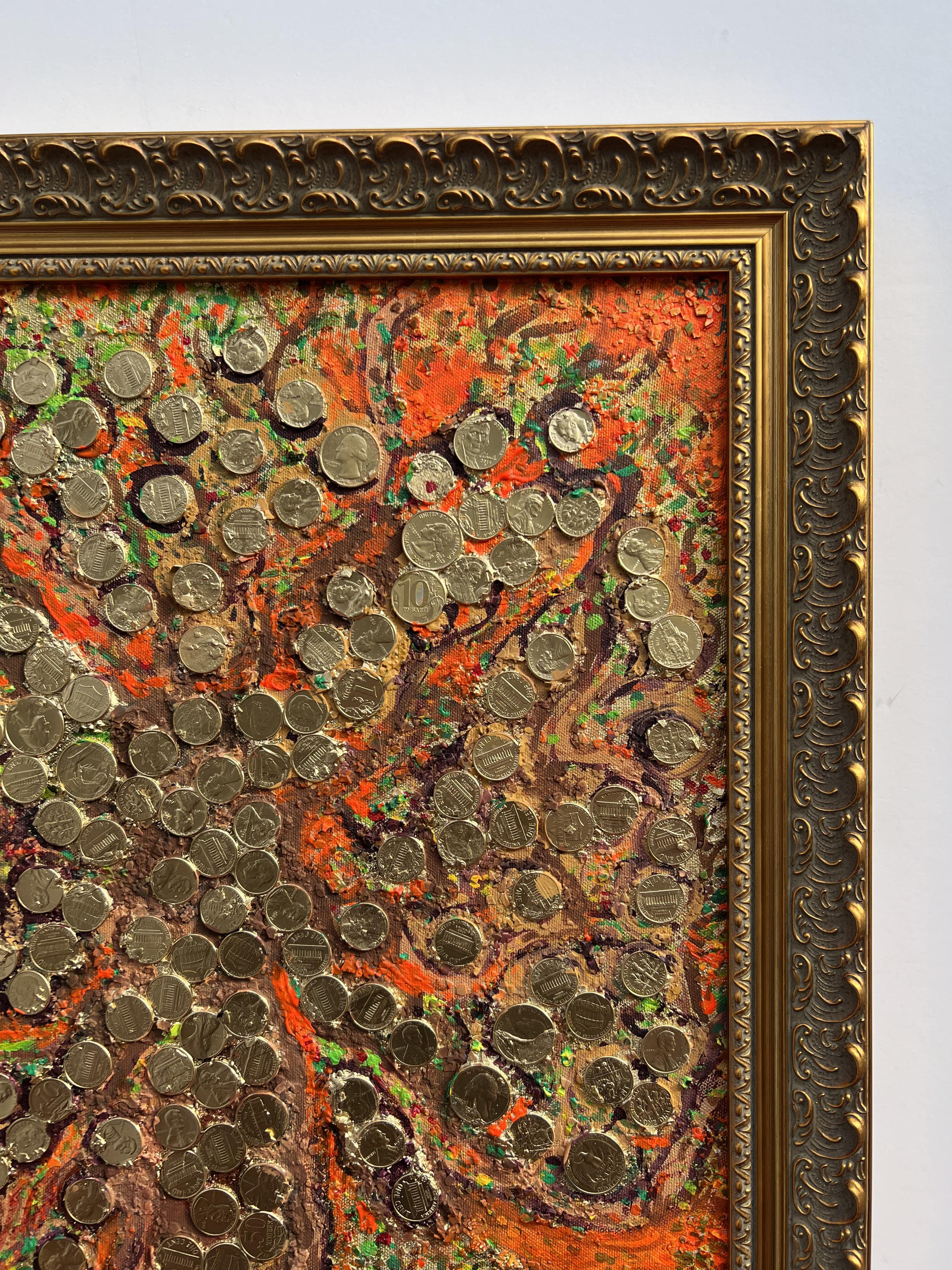 Serg Graff Original Painting Money Tree Art with Real Coins Fantasy Framed For Sale 8