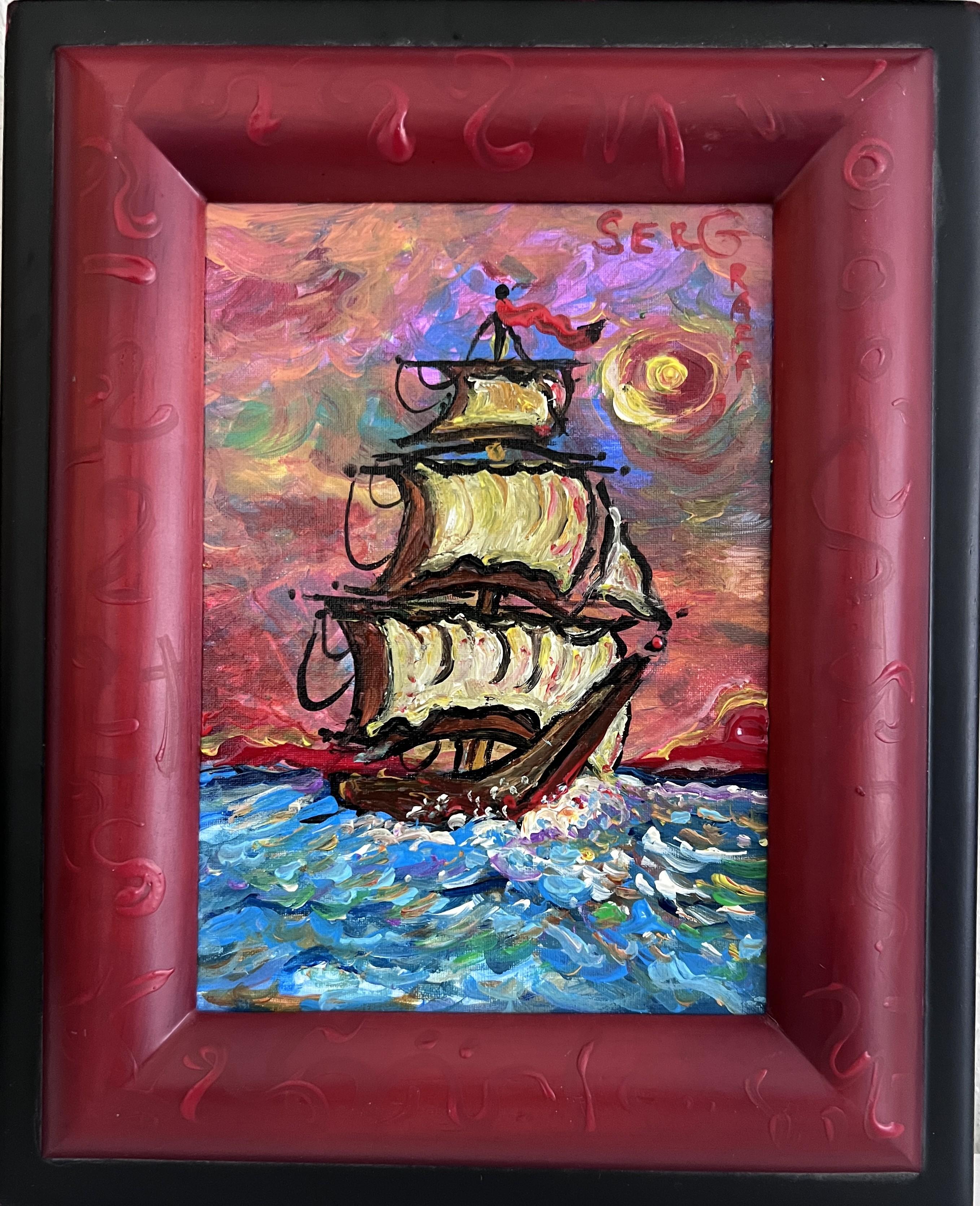 Serg Graff Original Piratenschiff Gemälde "Brimkeil" Acryl nautische Kunst