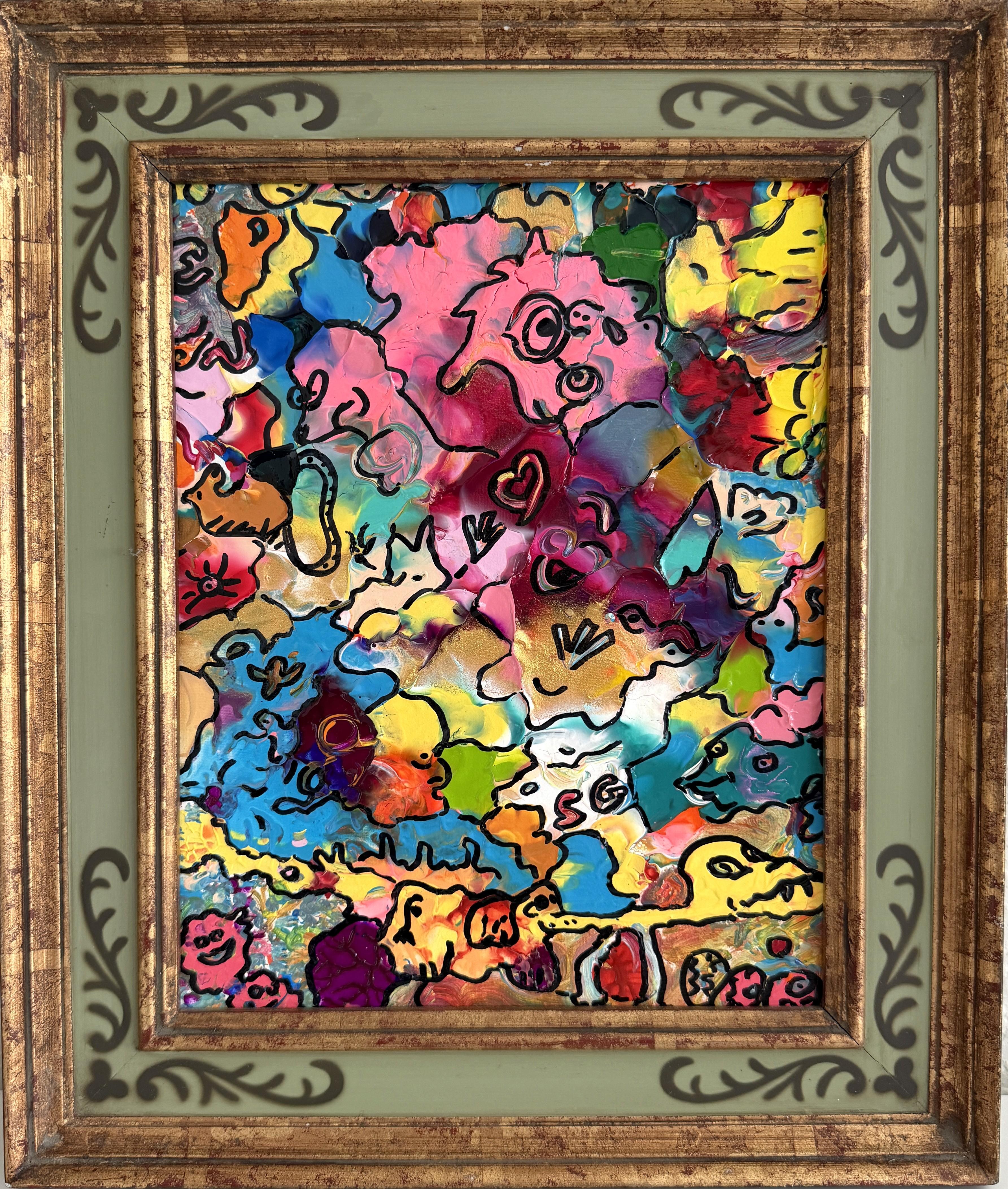 Serg Graff "Pets" Abstract Acrylic Painting Framed Outsider Art COA