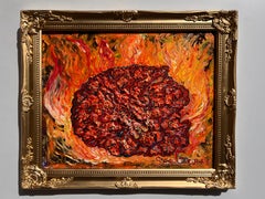 Textured Abstract Painting on Canvas by Serg Graff, "Endorphin", COA, gold frame