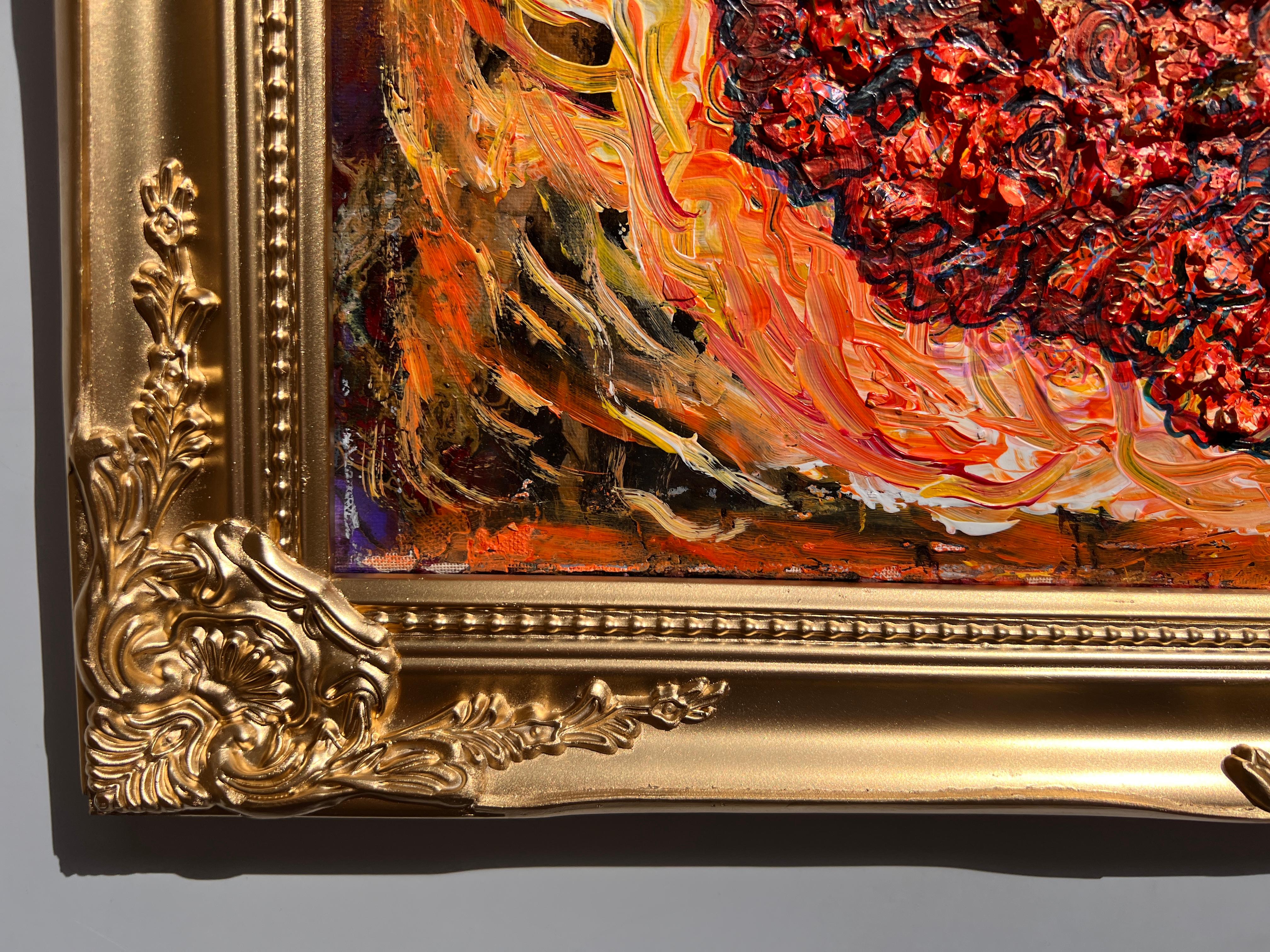 Peinture abstraite texturée sur toile de Serg Graff, « Endorphin », COA, cadre doré en vente 3
